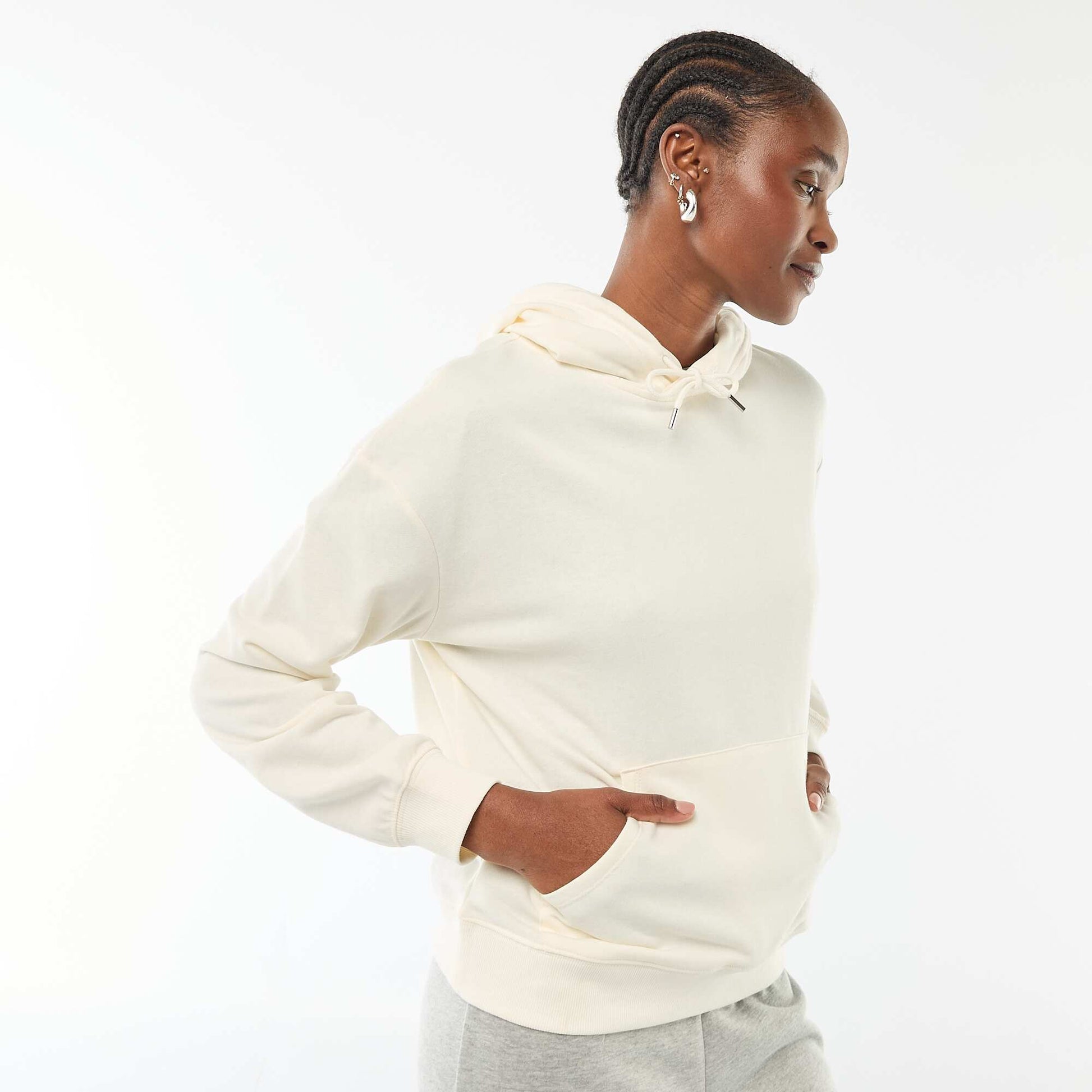 Plain Cotton Hoodie WHITE