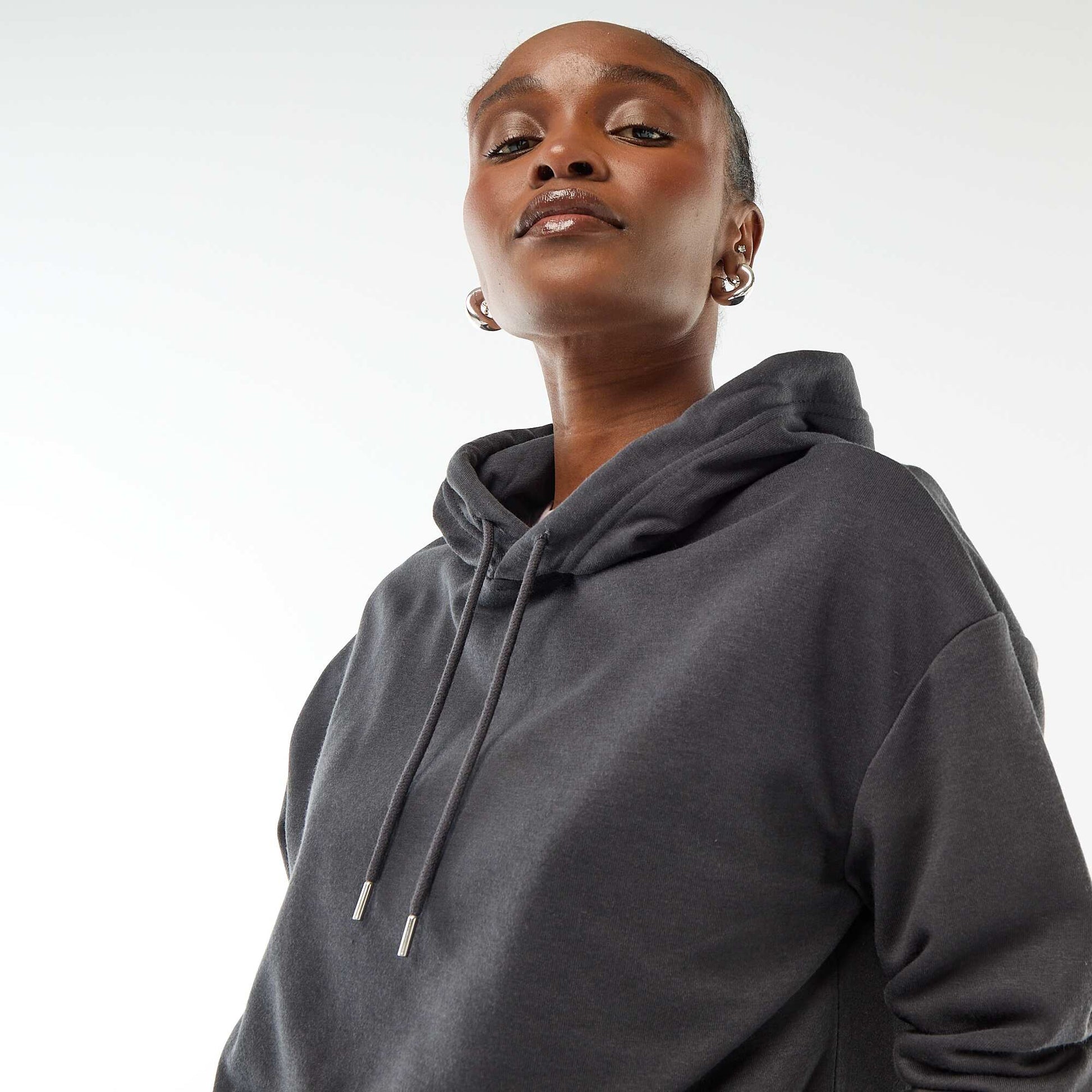 Plain Cotton Hoodie BLACK