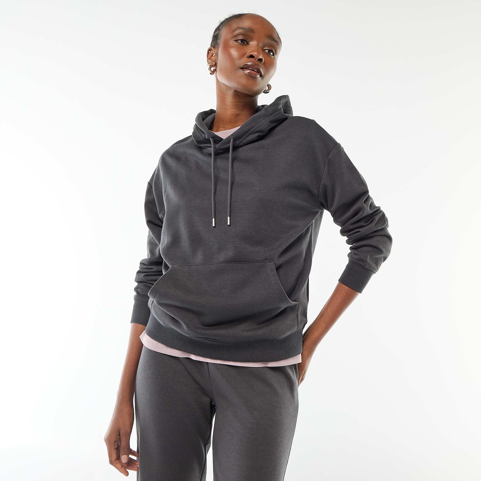 Plain Cotton Hoodie BLACK