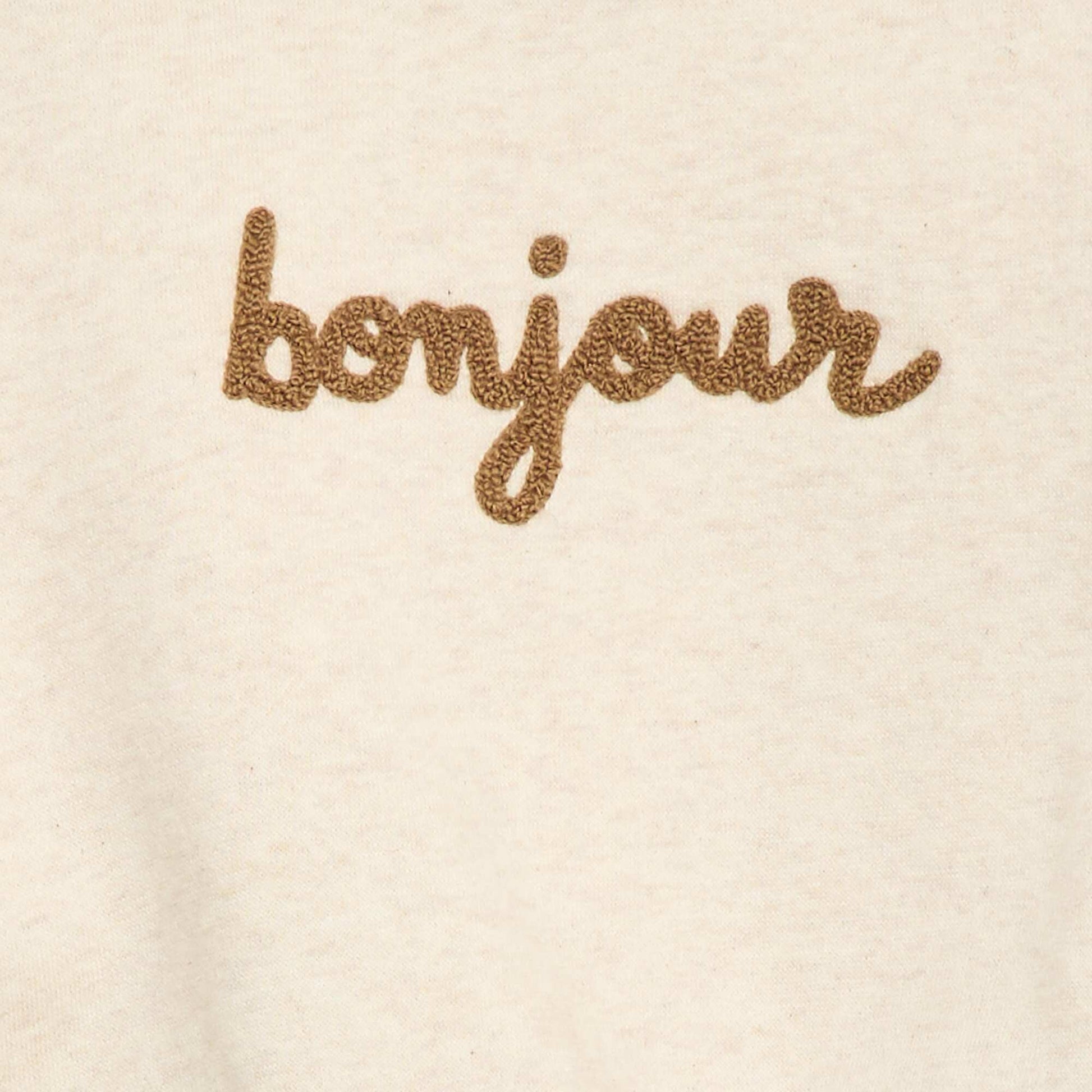Fleece Sweatshirt with Slogan BEIGE