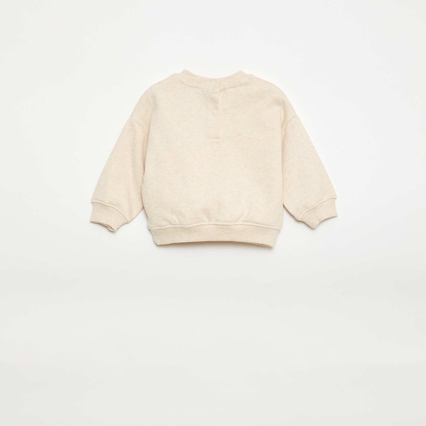 Fleece Sweatshirt with Slogan BEIGE