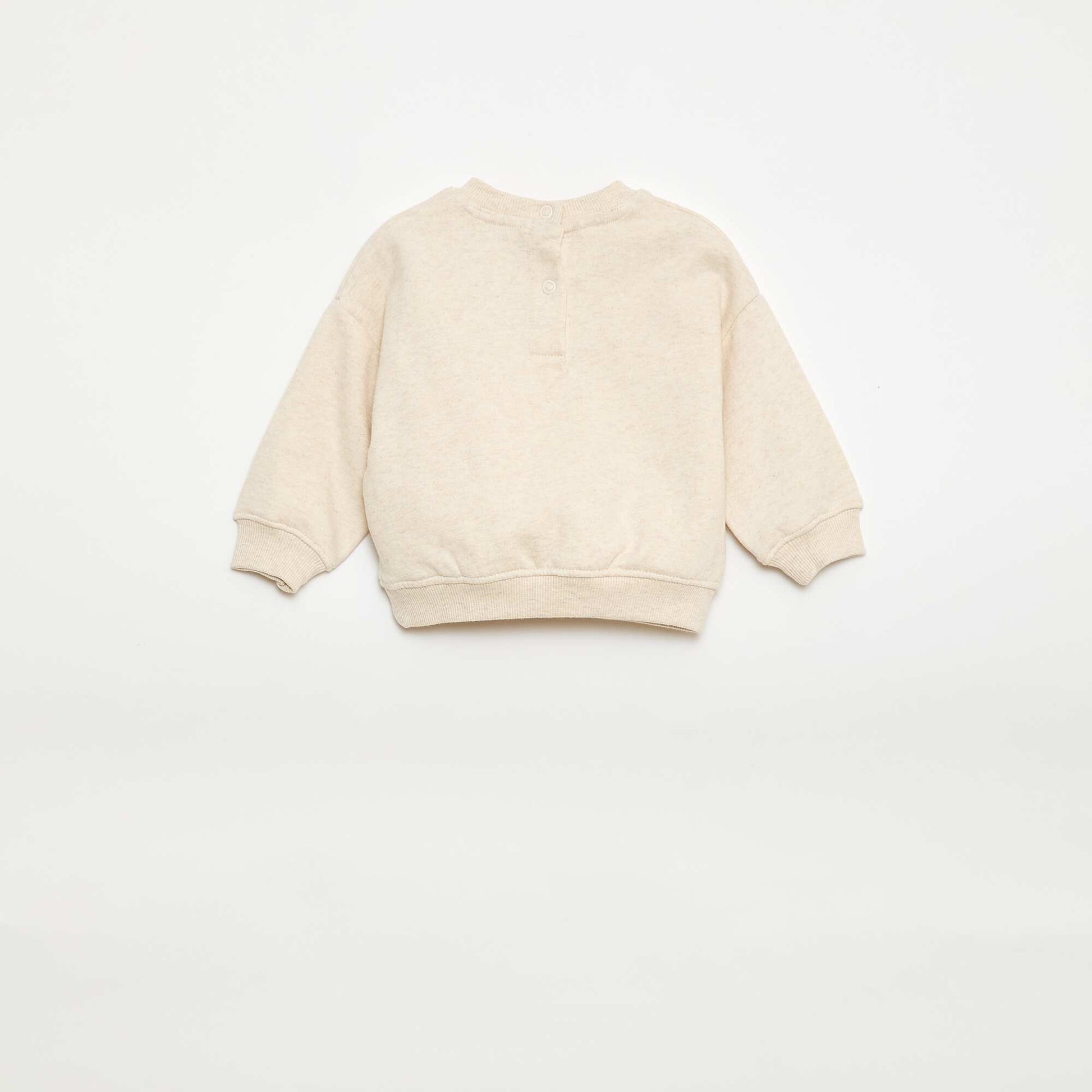 Fleece Sweatshirt with Slogan BEIGE
