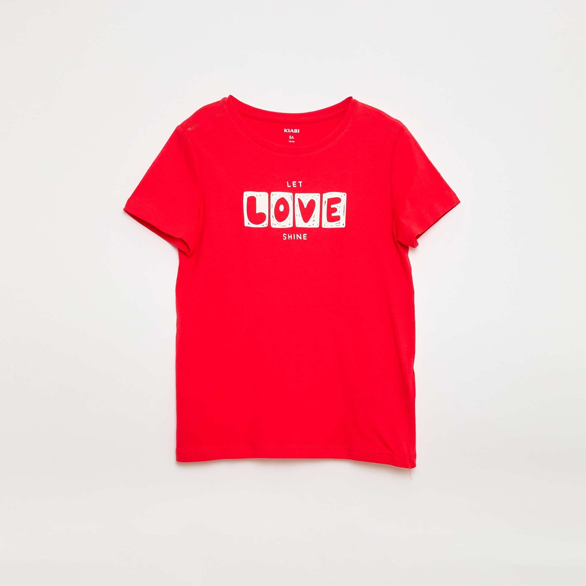 Short-Sleeved Printed Message T-Shirt RED