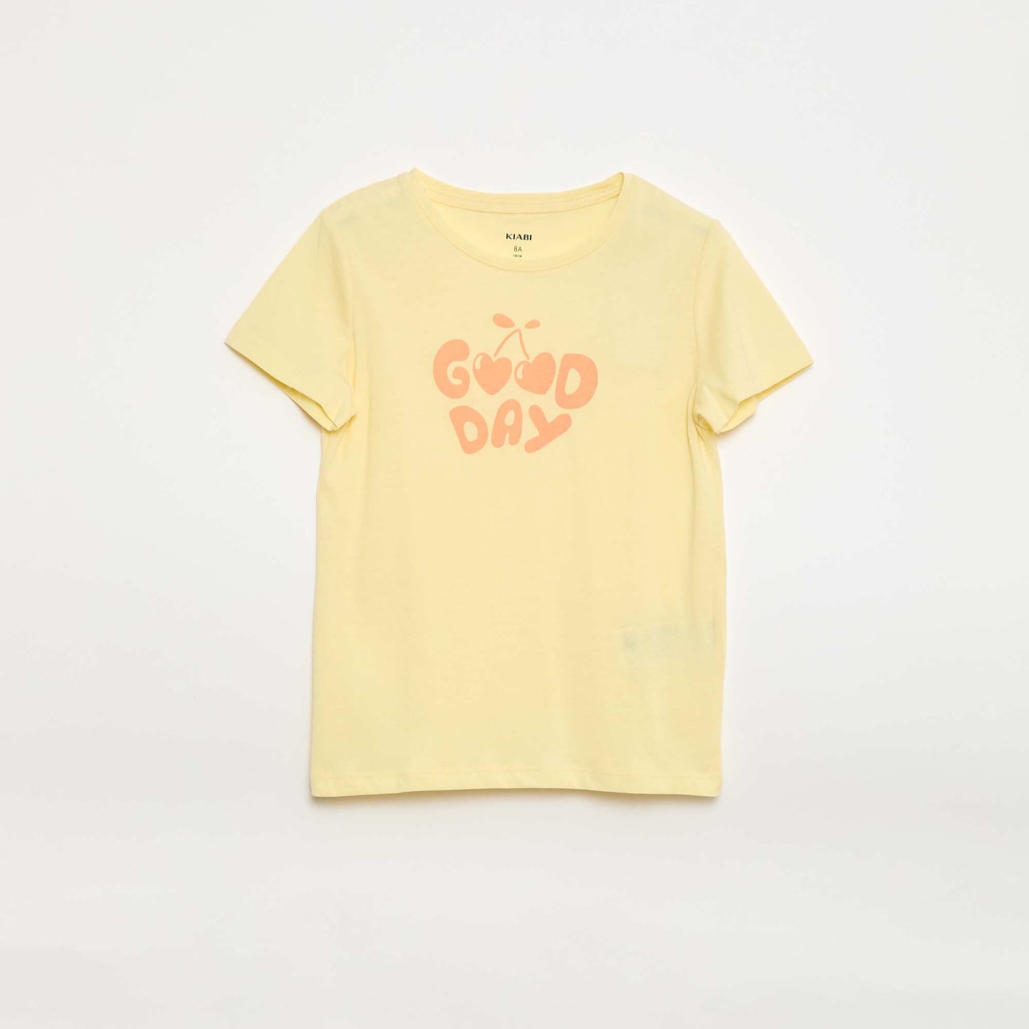 Short-sleeved T-shirt with printed message YELLOW