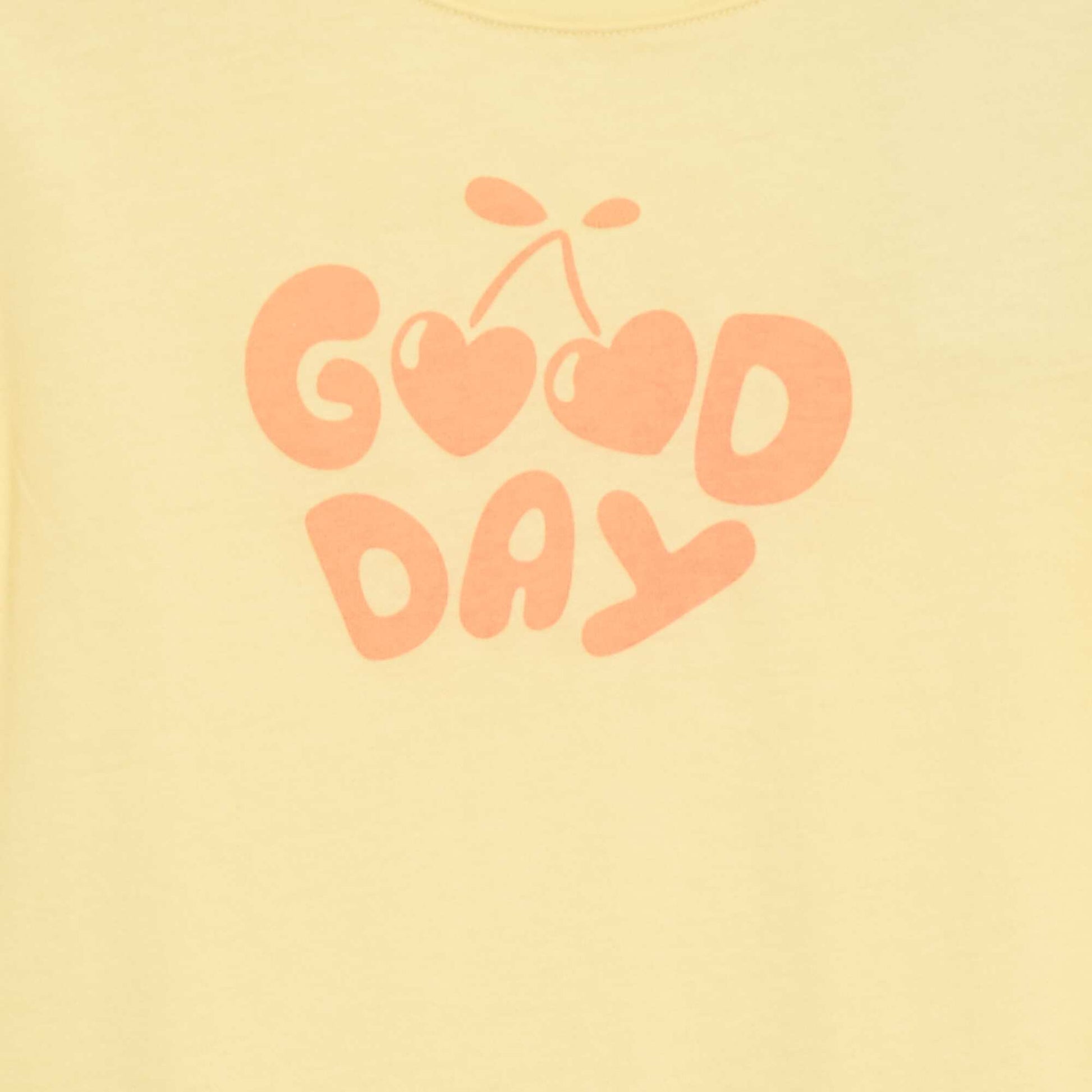 Short-sleeved T-shirt with printed message YELLOW