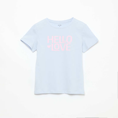 Short-Sleeved Printed Message T-Shirt BLUE