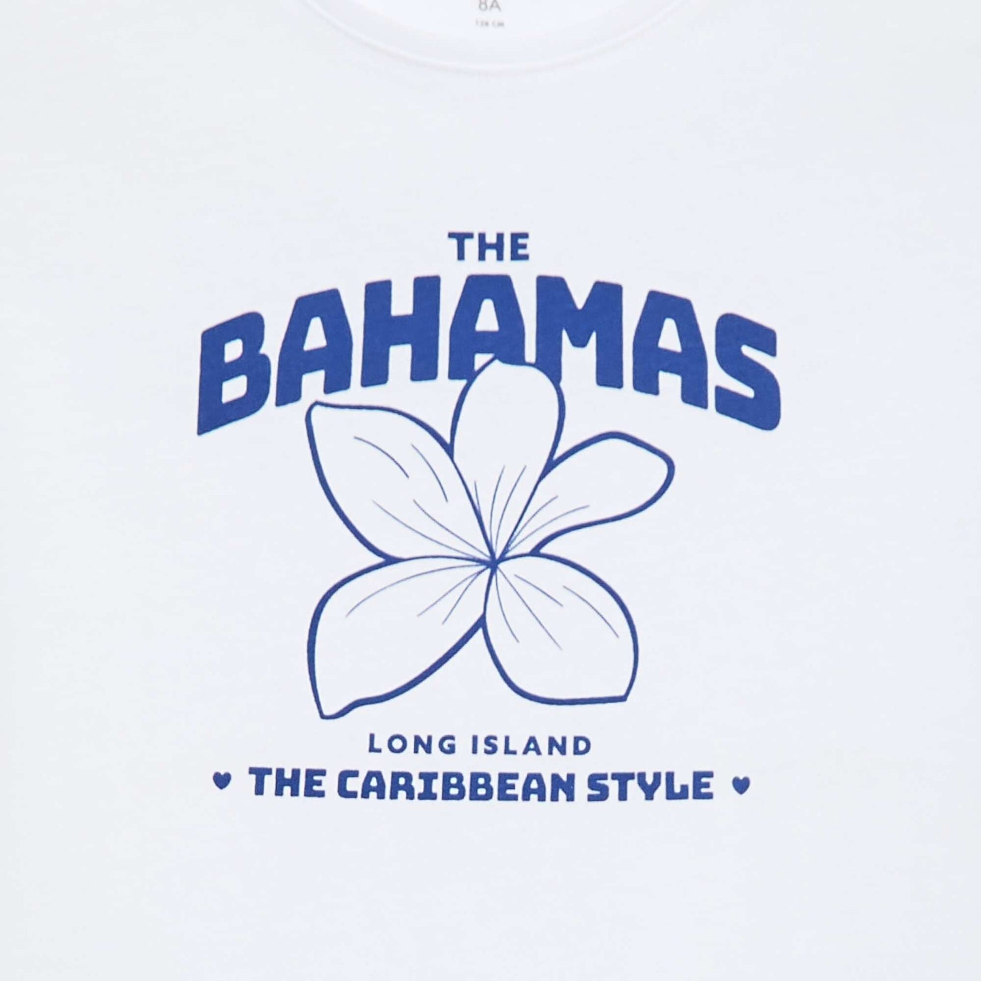 Short-sleeved T-shirt with printed message BLUE