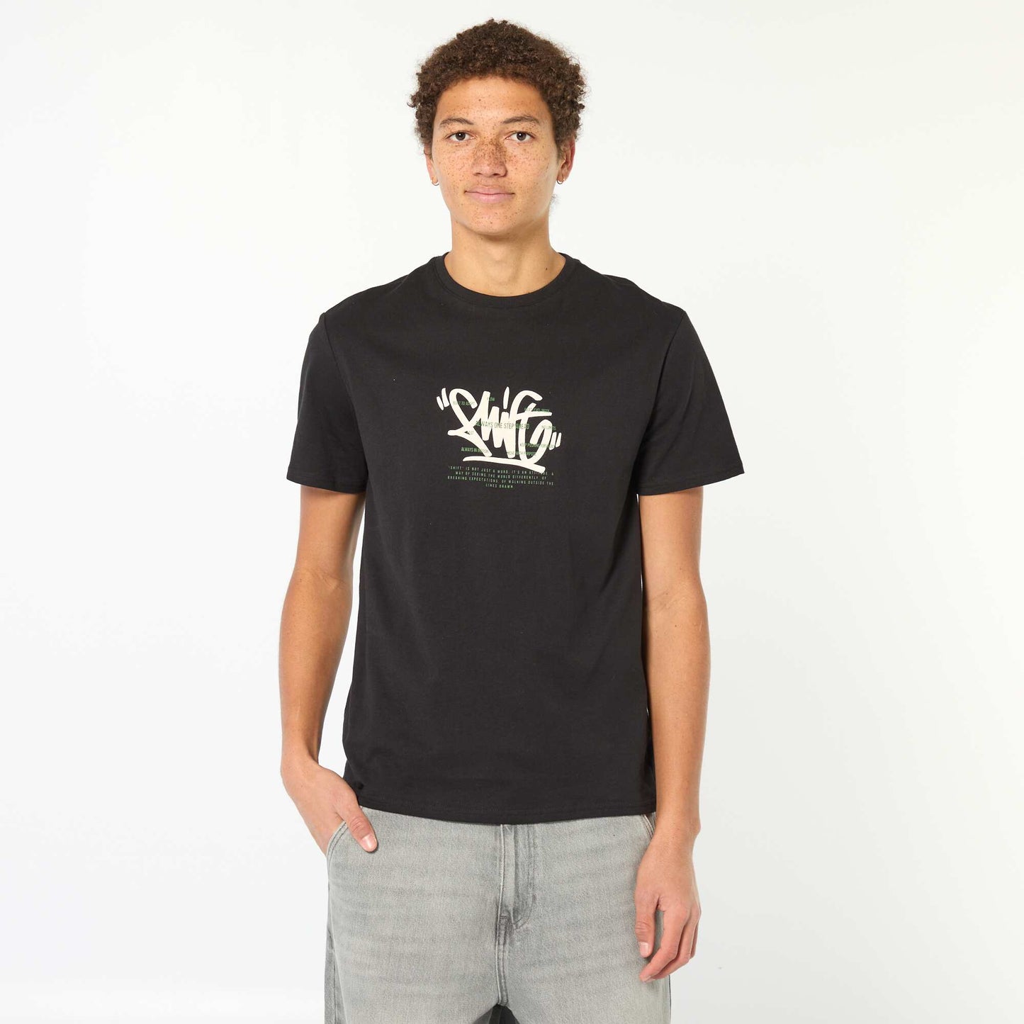 Printed Cotton T-Shirt BLACK