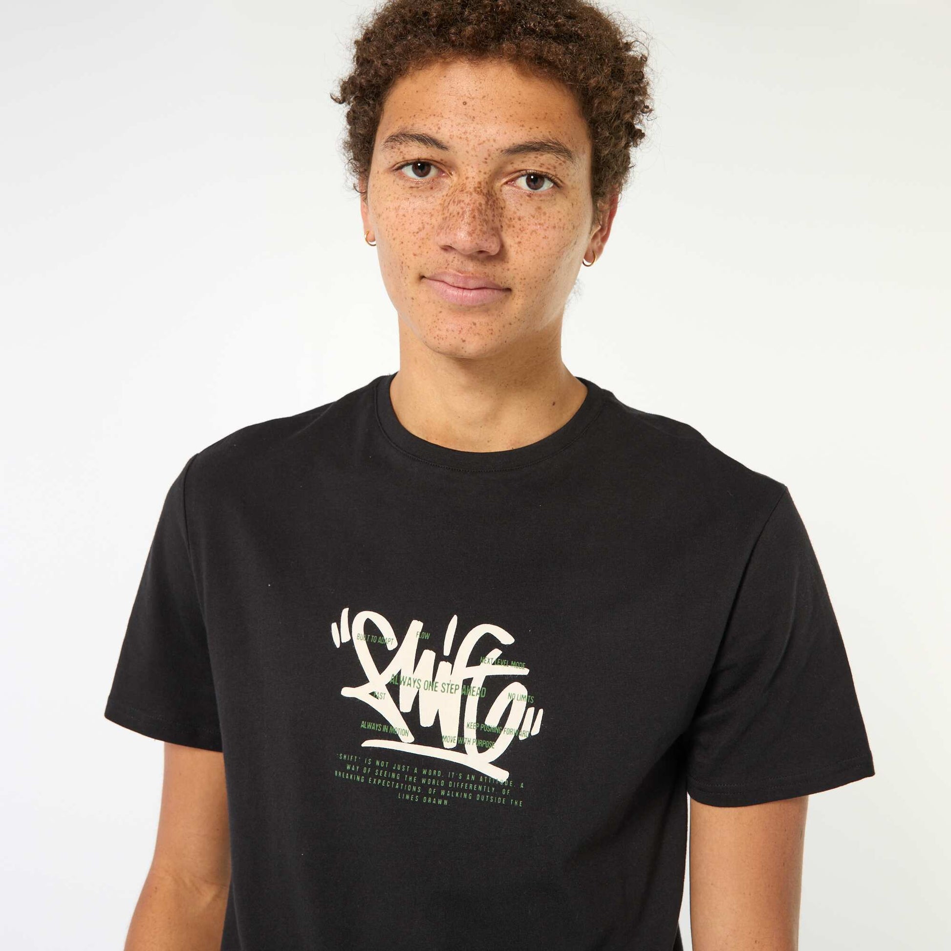 Printed Cotton T-Shirt BLACK