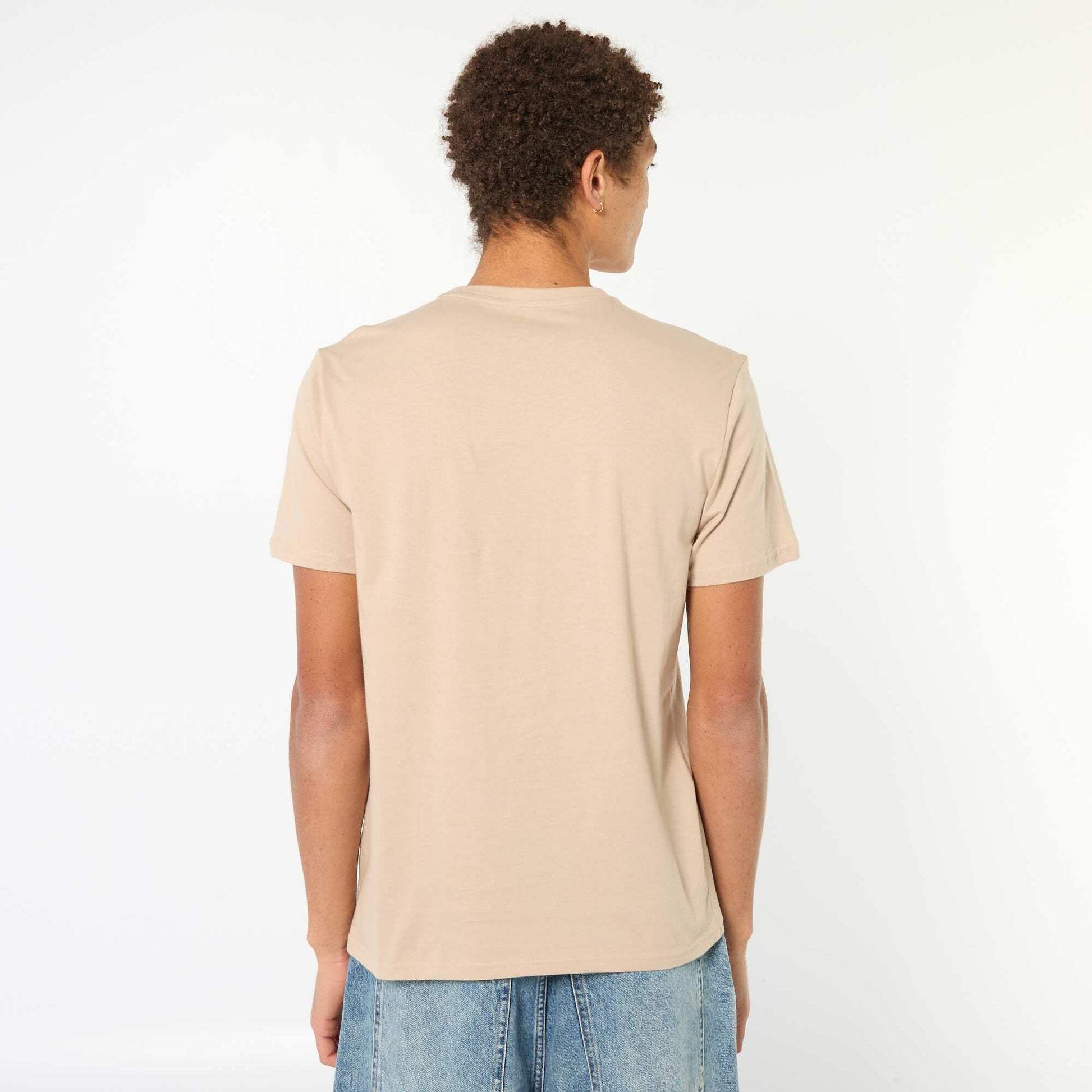 Printed Cotton T-Shirt BEIGE