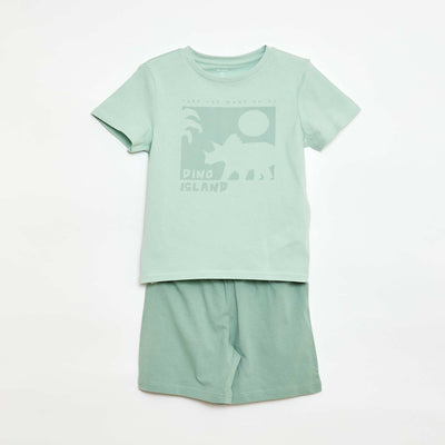 2-Piece Pajama Set: Shorts + T-Shirt GREEN