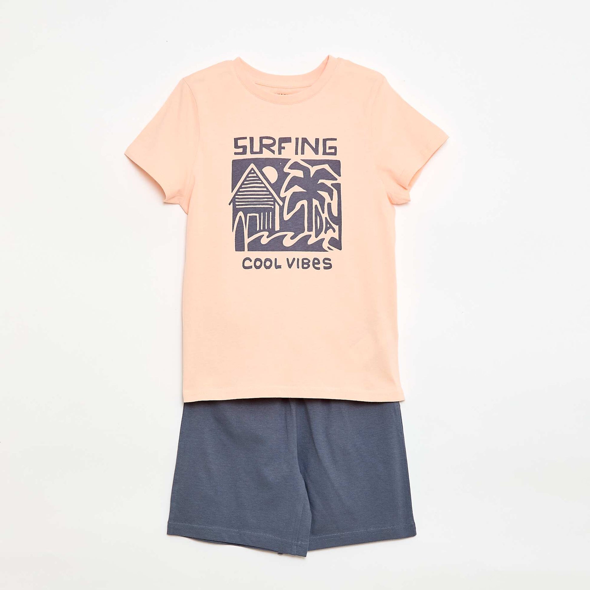 2-Piece Pajama Set: Shorts + T-Shirt ORANGE