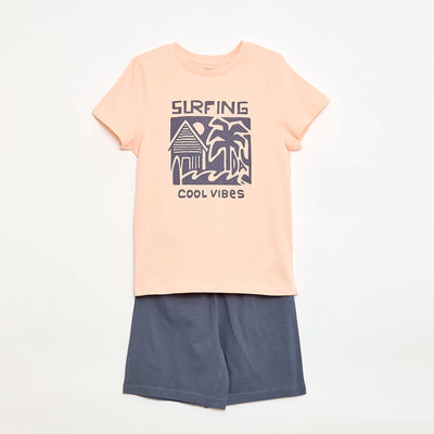 2-Piece Pajama Set: Shorts + T-Shirt ORANGE
