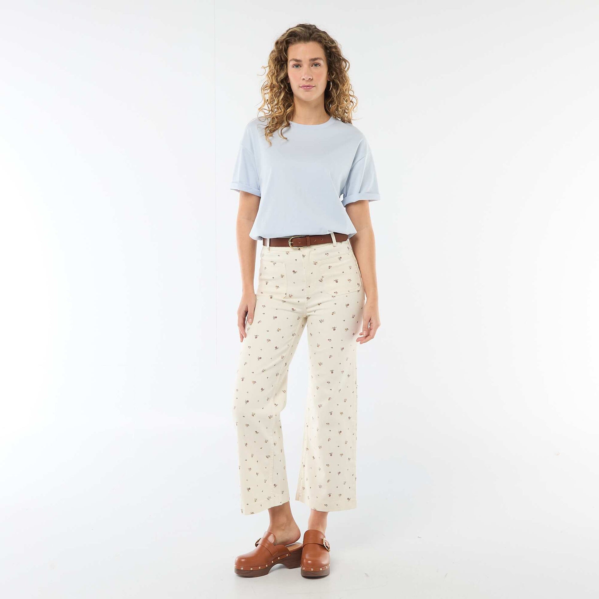 Colorful Wide Leg Pants WHITE