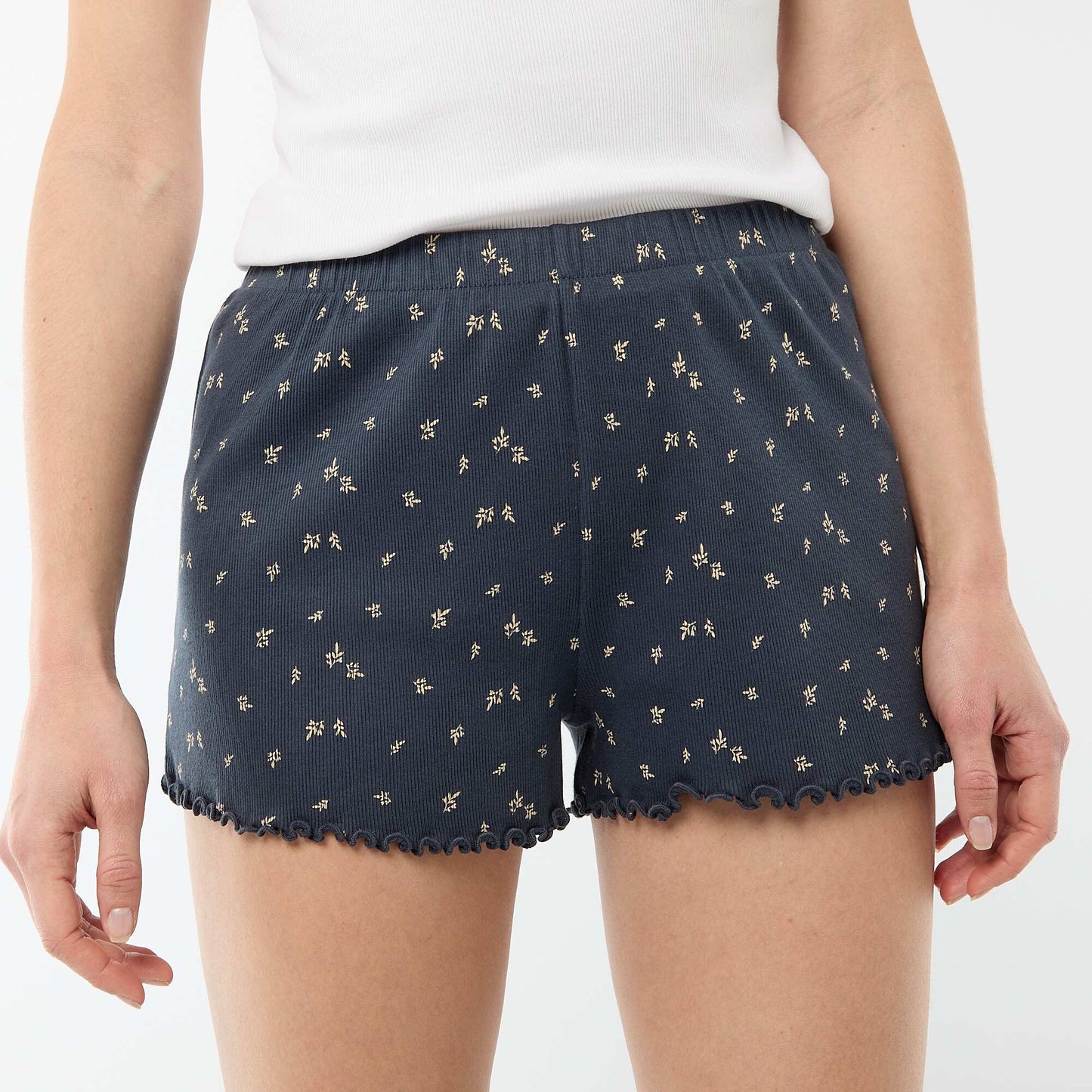 Floral All-Over Cotton Pajama Shorts BLUE