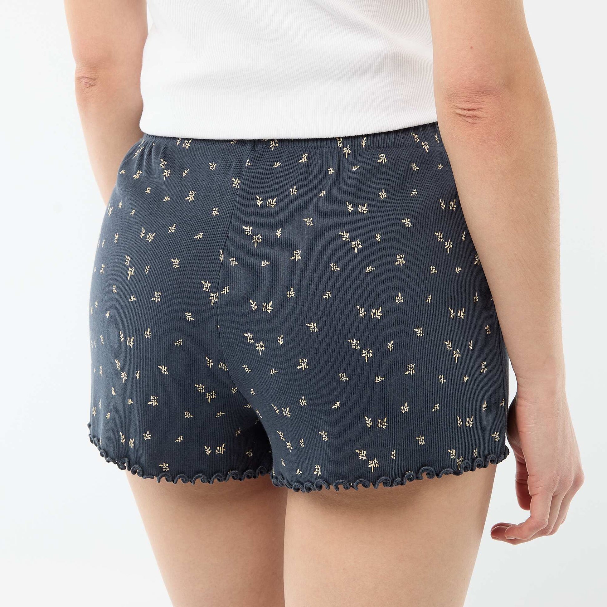 Floral All-Over Cotton Pajama Shorts BLUE