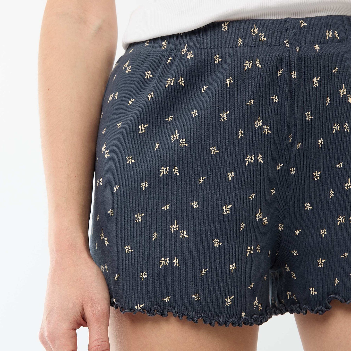 Floral All-Over Cotton Pajama Shorts BLUE