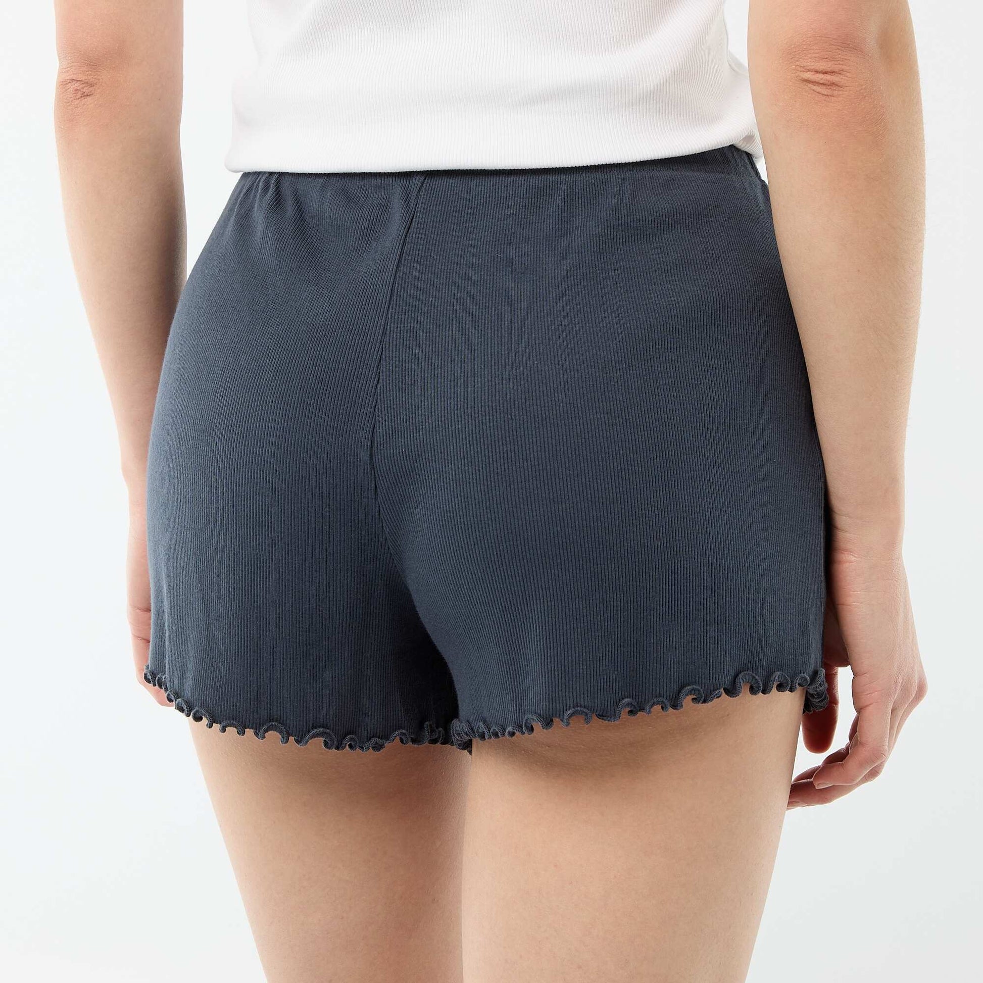 Plain Cotton Pajama Shorts BLUE