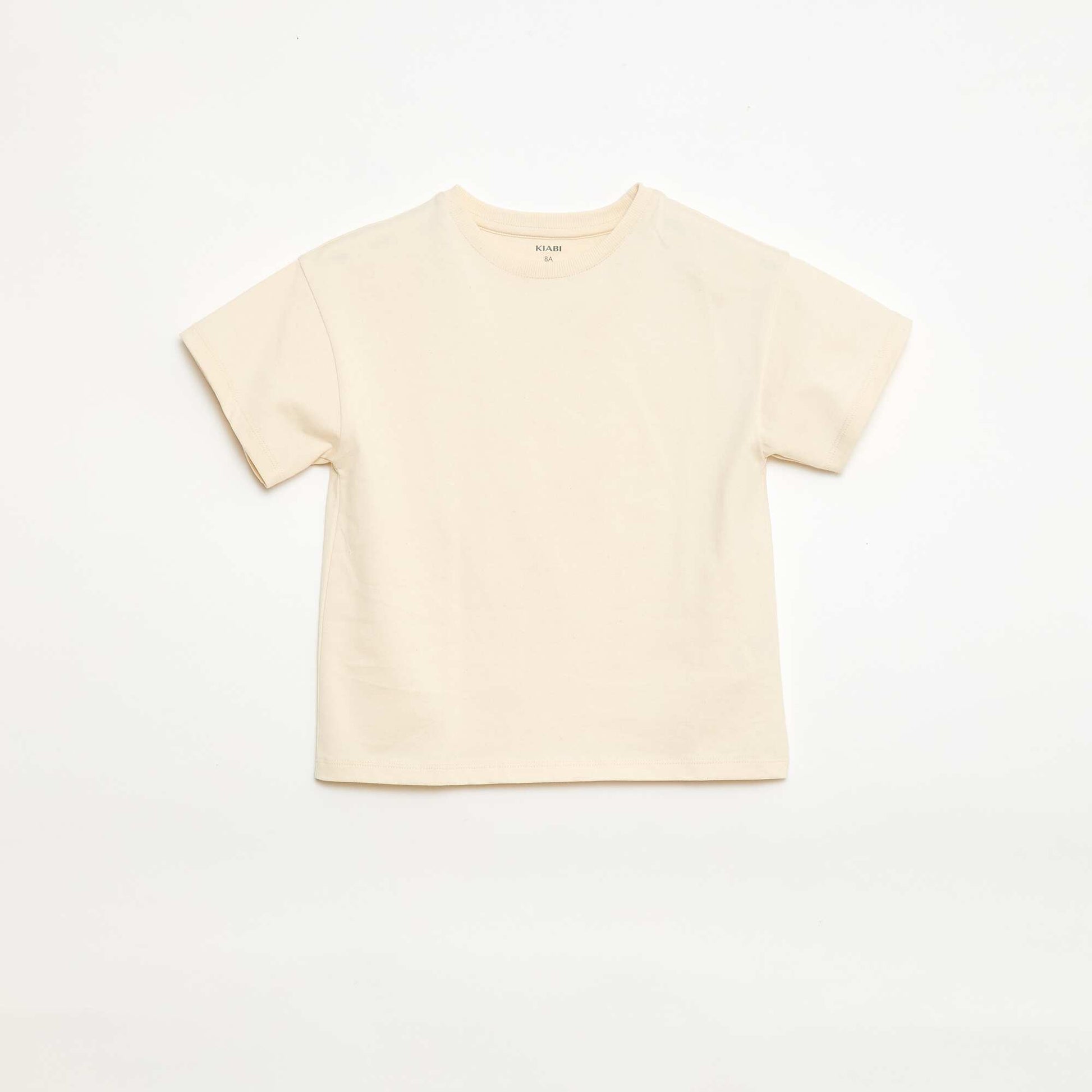 Short-sleeved jersey knit T-shirt BEIGE
