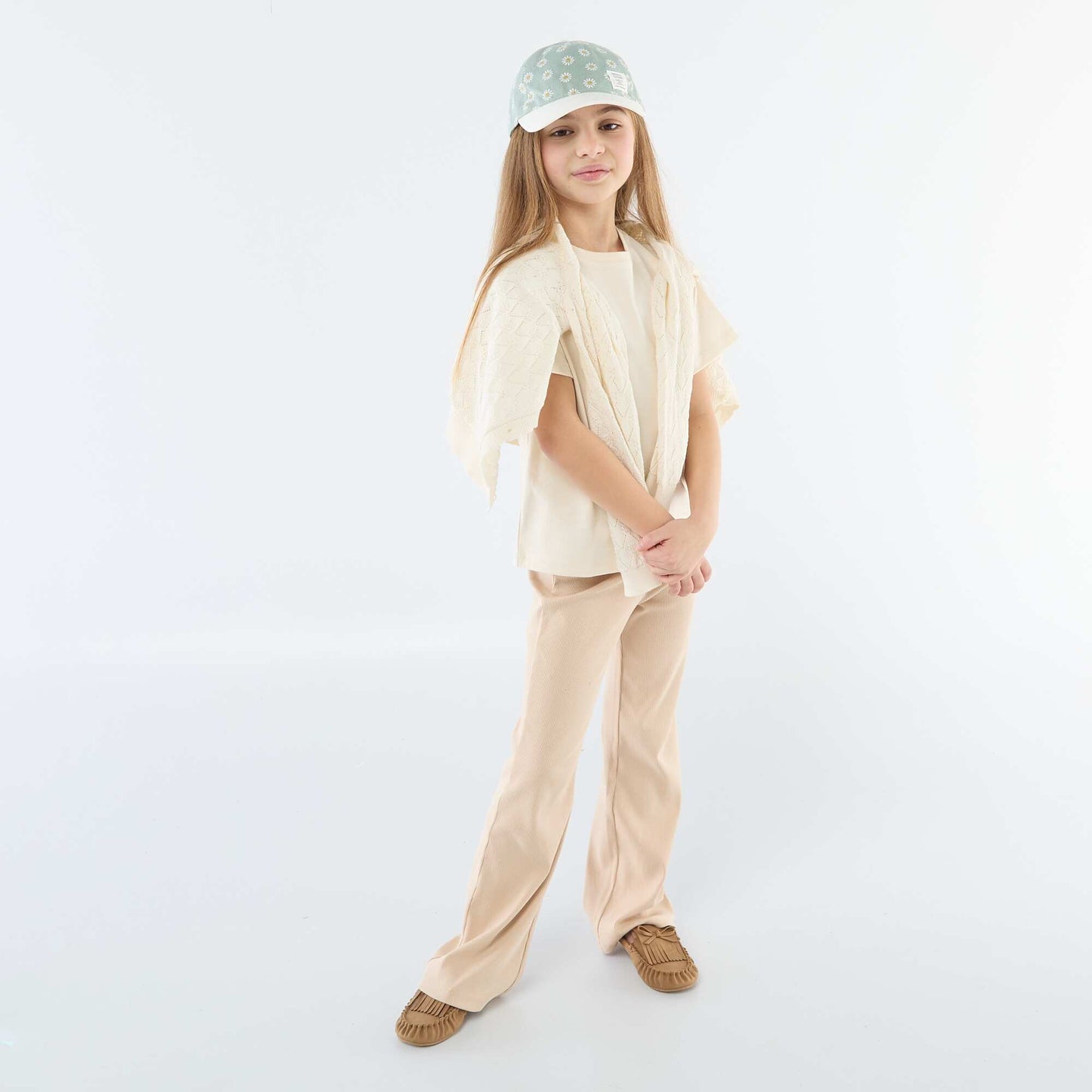 Short-sleeved jersey knit T-shirt BEIGE