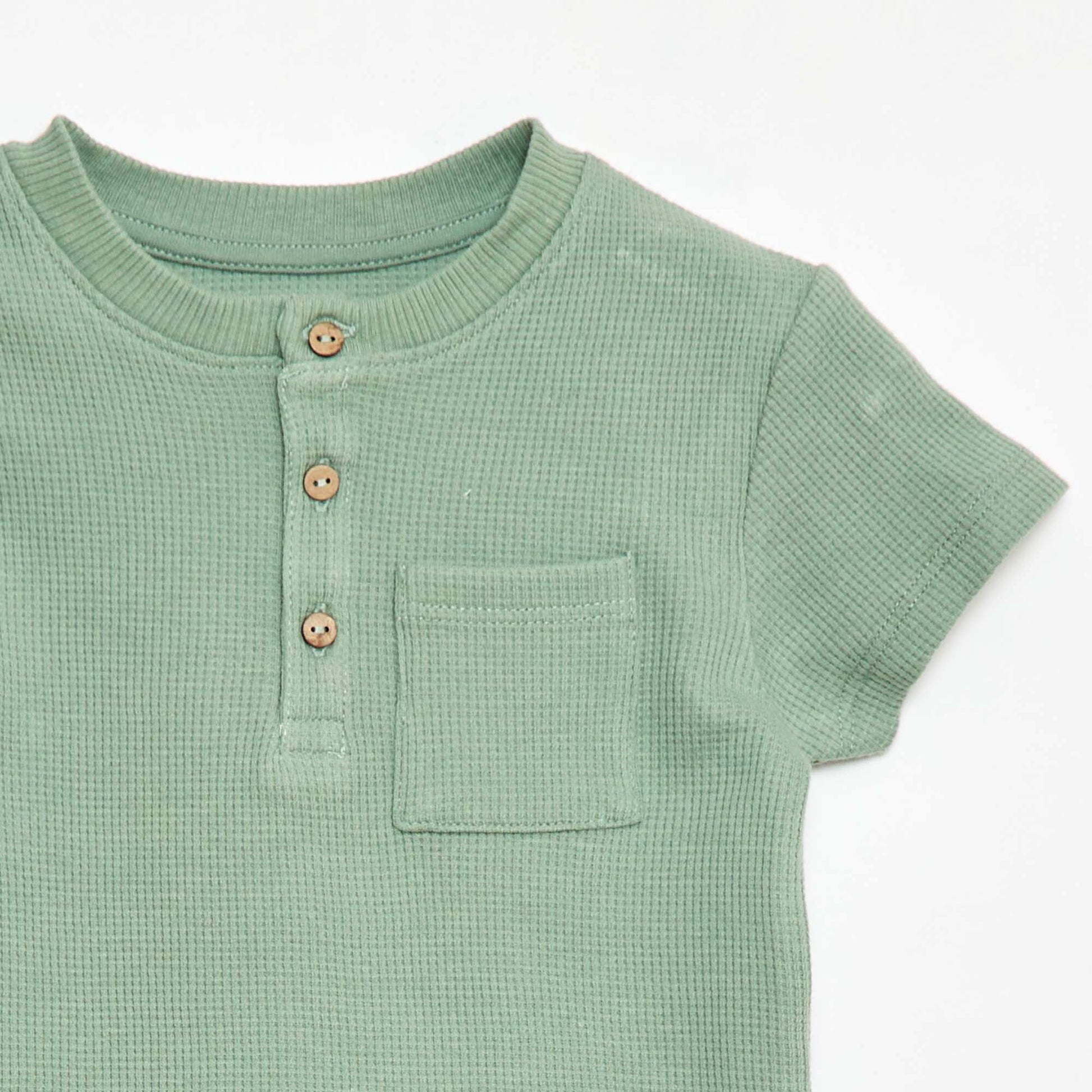 Ribbed Knit 2-Piece Short Pajama Set GREEN