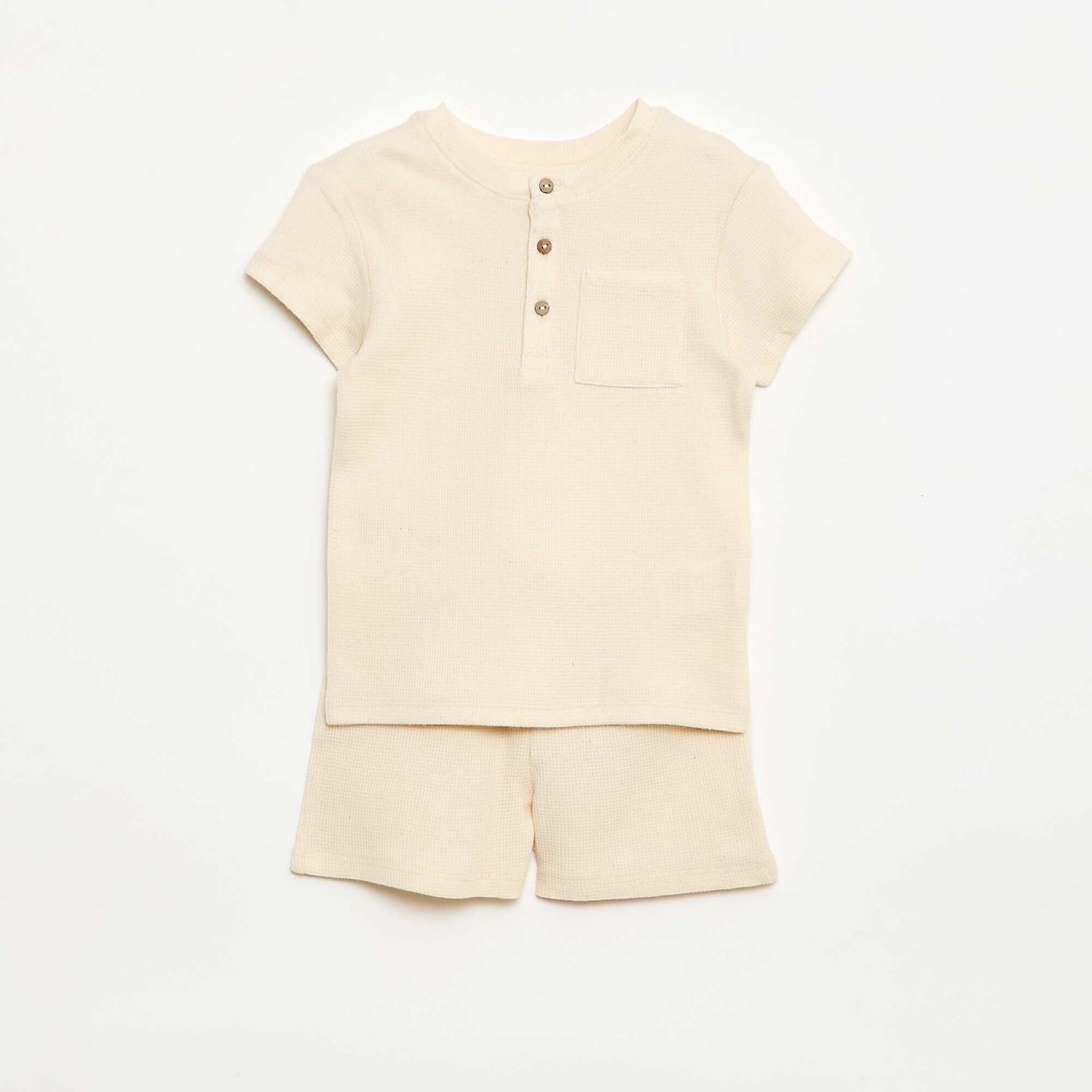 Ribbed Knit 2-Piece Short Pajama Set WHITE