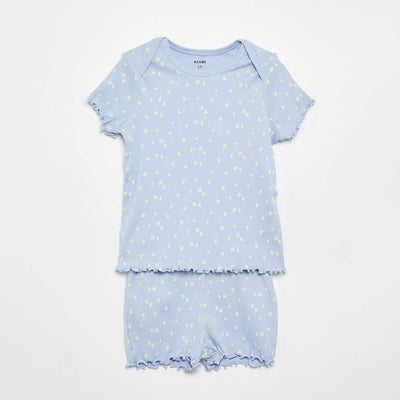 Short Pajama Set - T-shirt + Shorts - 2 Piece BLUE
