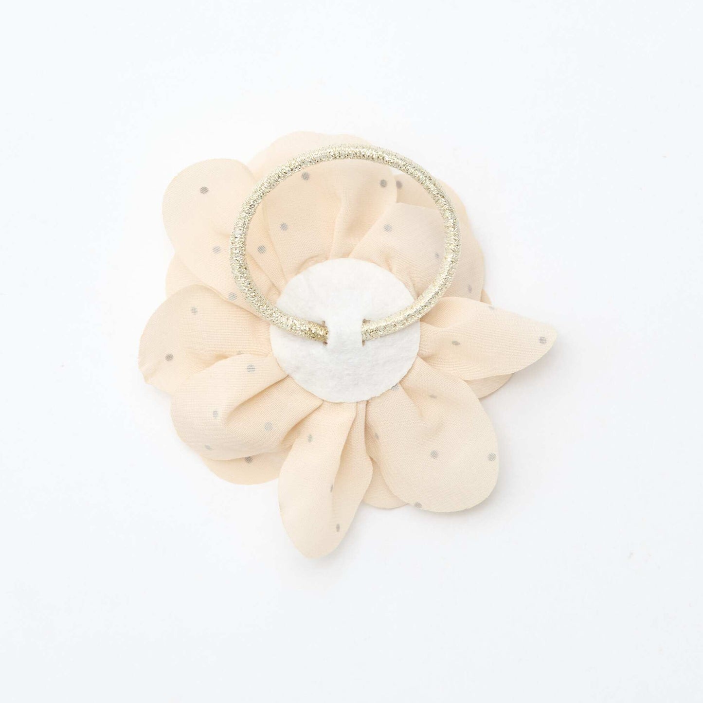 Large floral scrunchie with rhinestones BEIGE