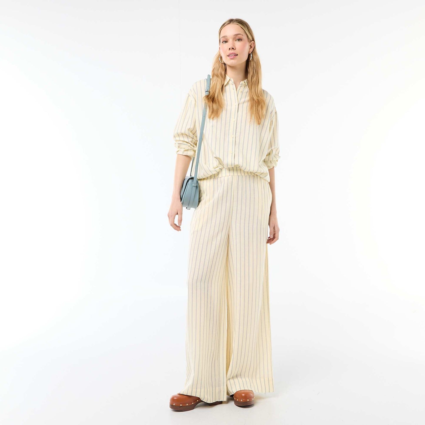 Mixed Linen Palazzo Pants YELLOW