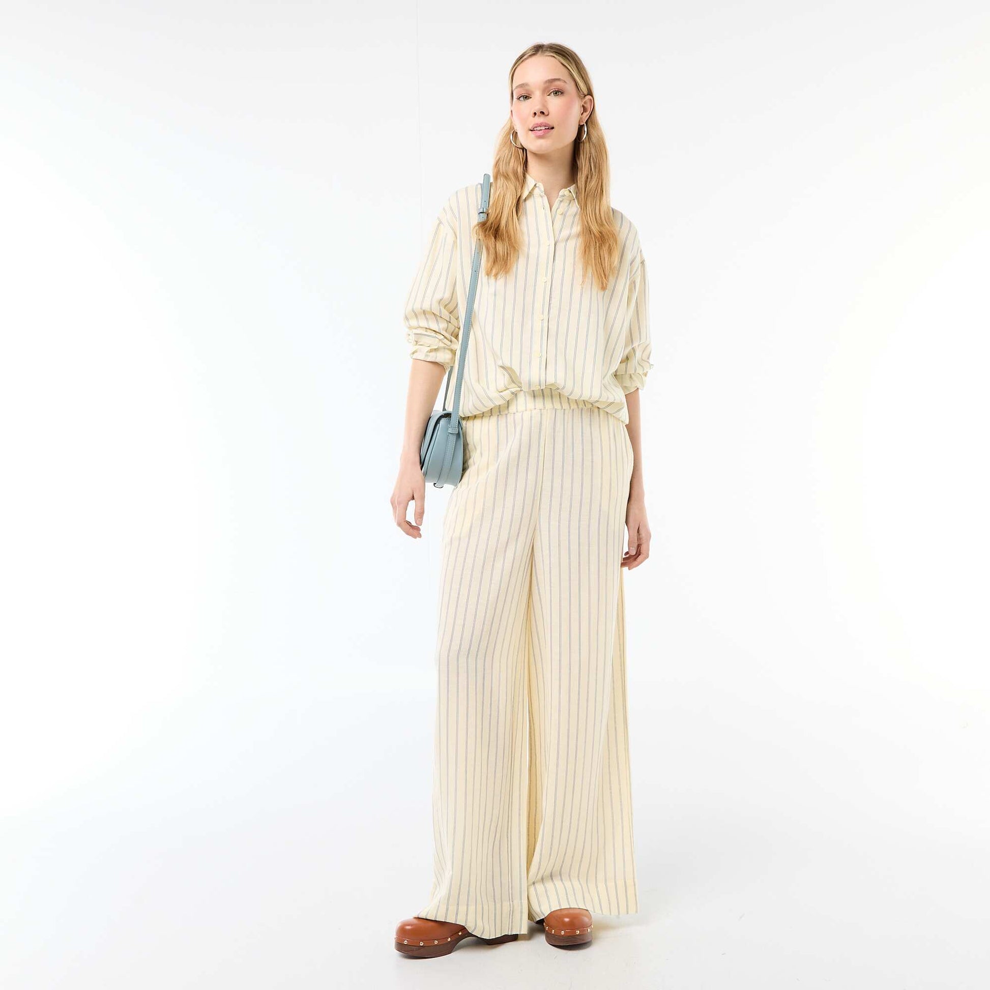 Mixed Linen Palazzo Pants YELLOW