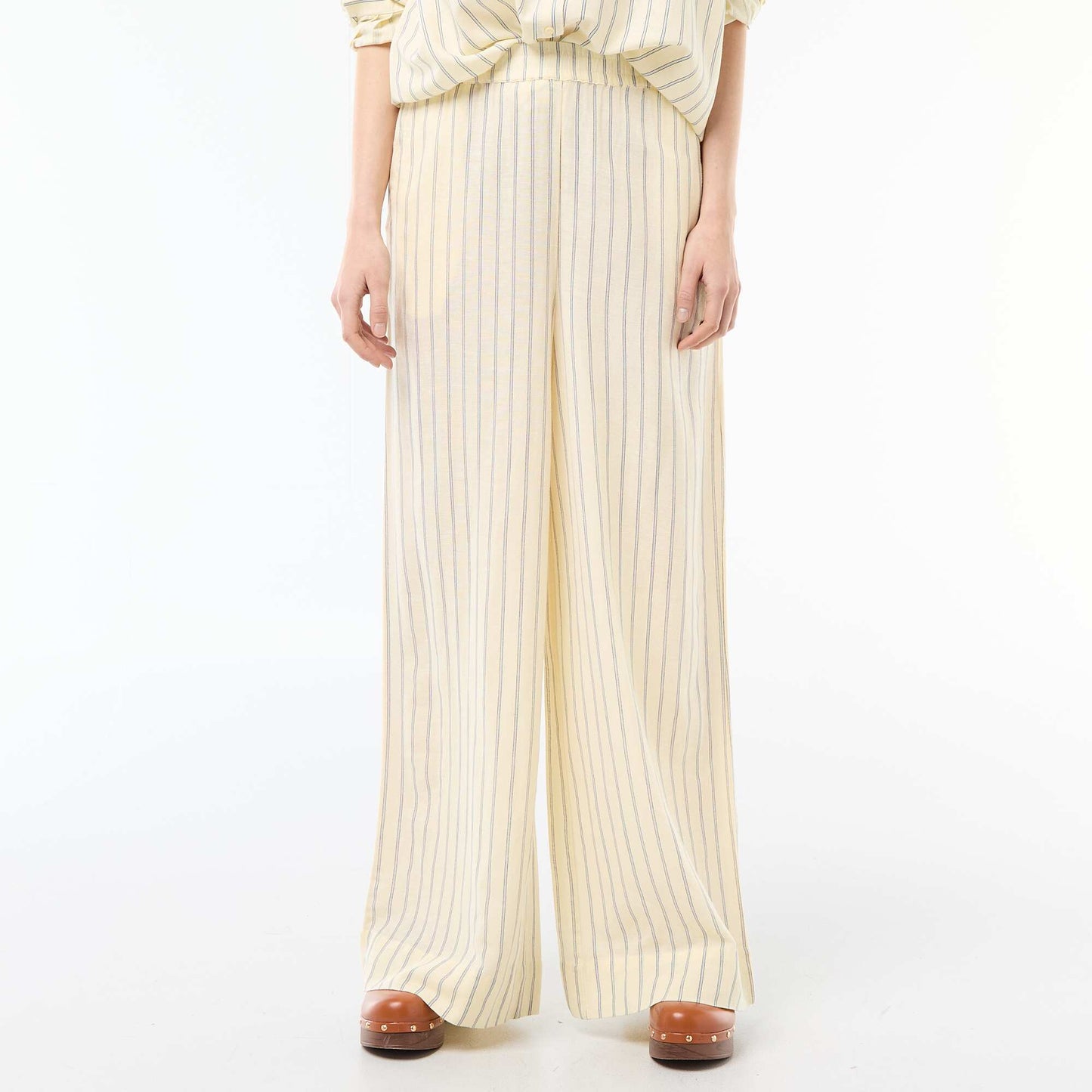 Mixed Linen Palazzo Pants YELLOW