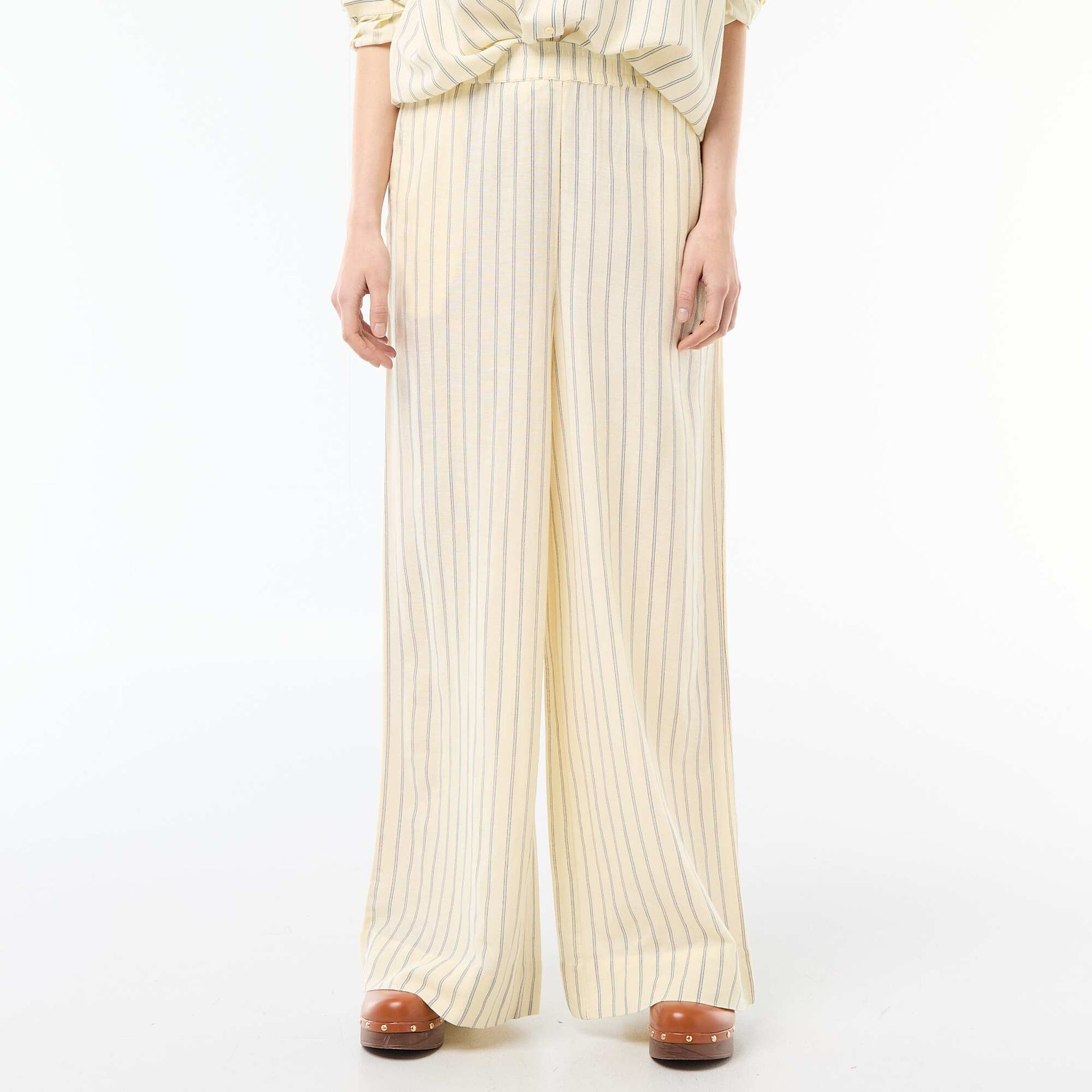 Mixed Linen Palazzo Pants YELLOW