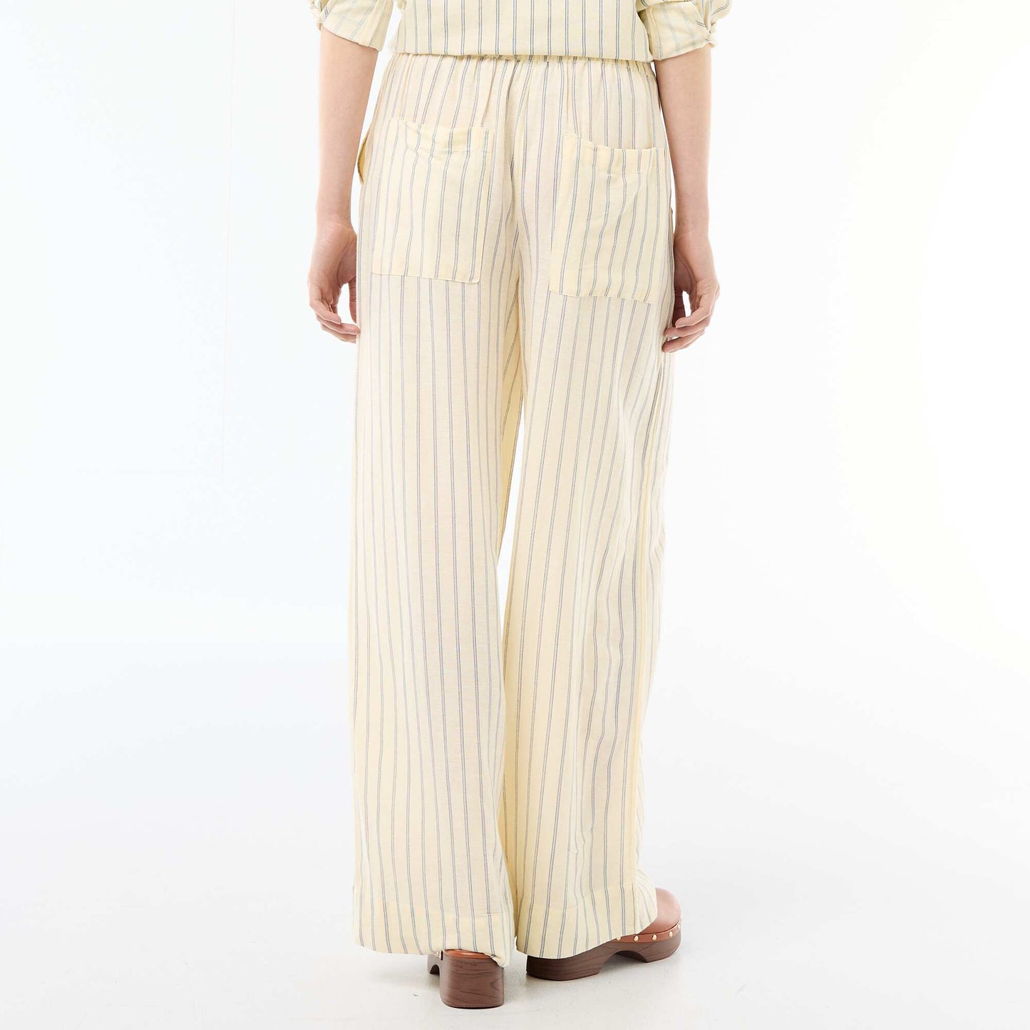 Mixed Linen Palazzo Pants YELLOW