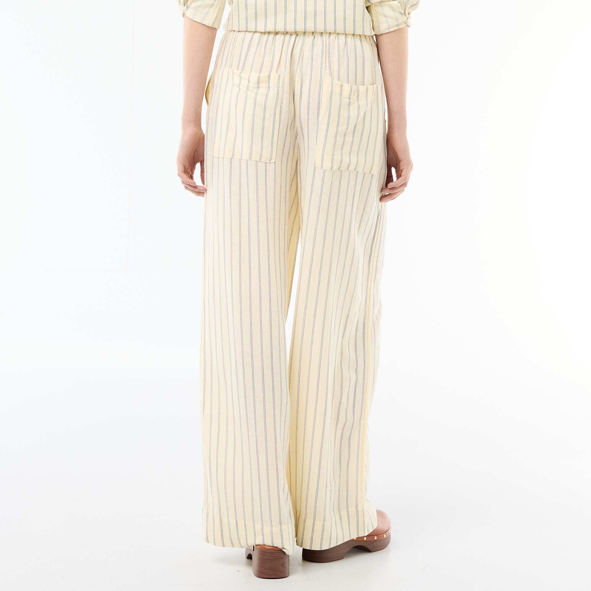 Mixed Linen Palazzo Pants YELLOW