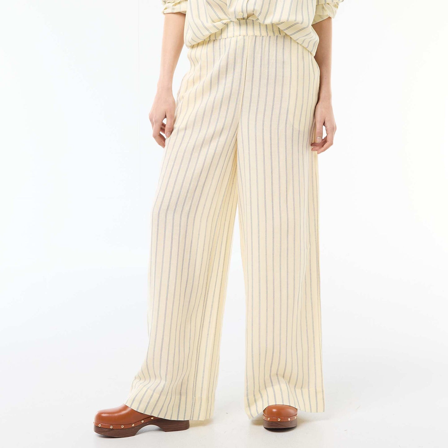 Mixed Linen Palazzo Pants YELLOW