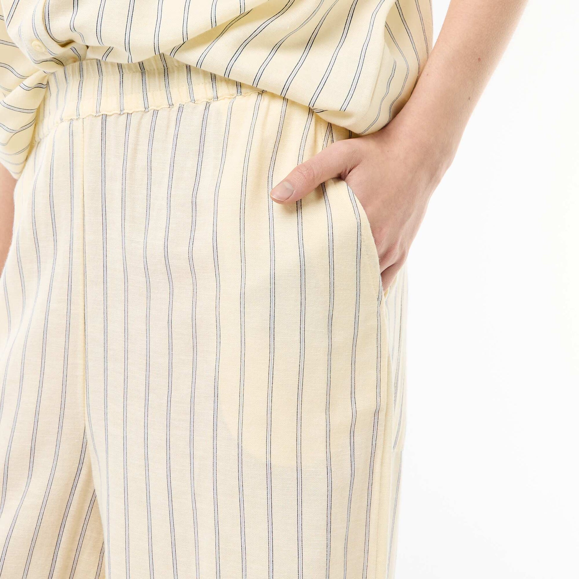 Mixed Linen Palazzo Pants YELLOW