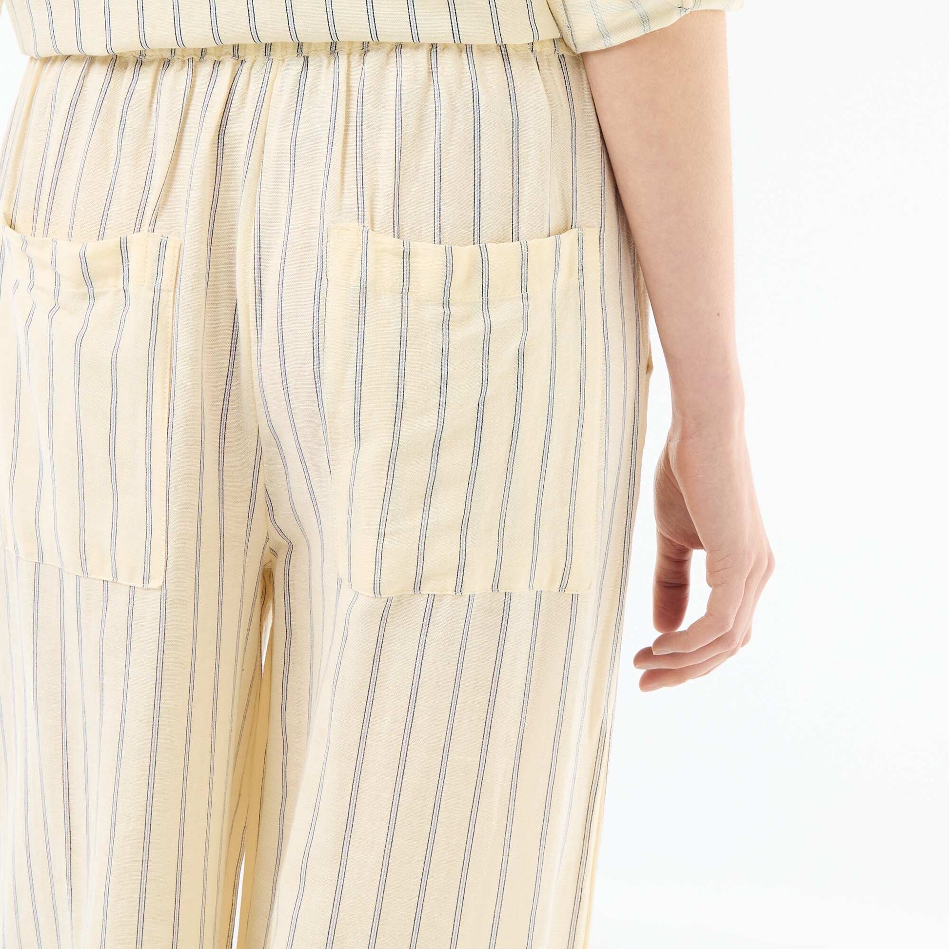 Mixed Linen Palazzo Pants YELLOW