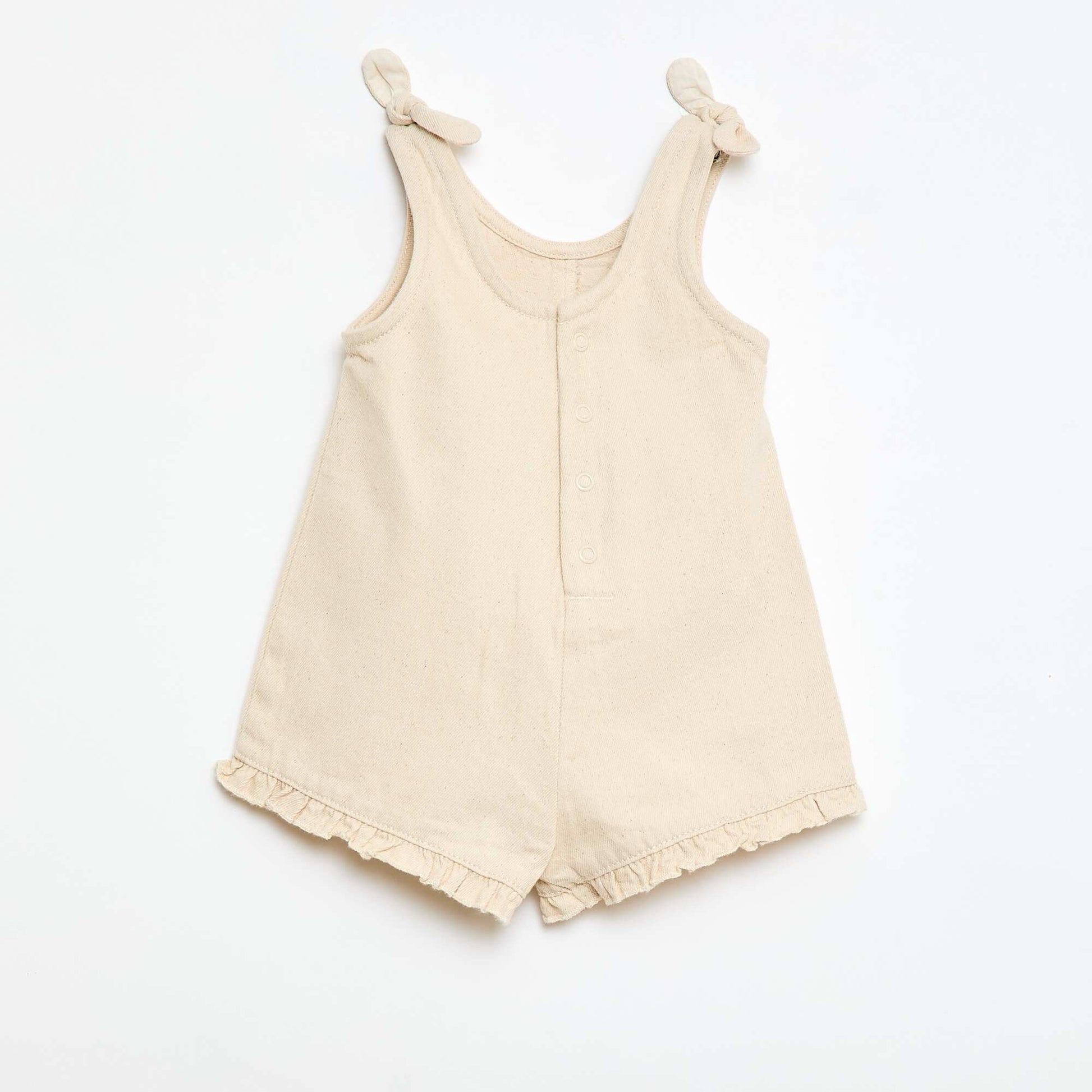 Twill Short Romper with Straps WHITE