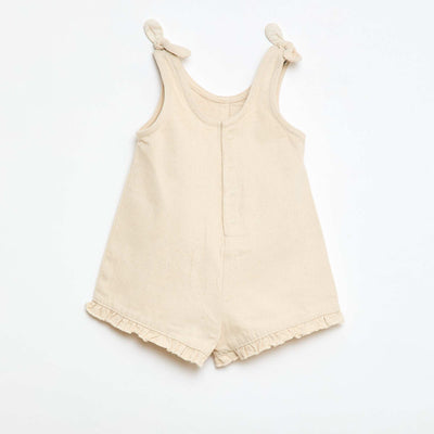 Twill Short Romper with Straps WHITE