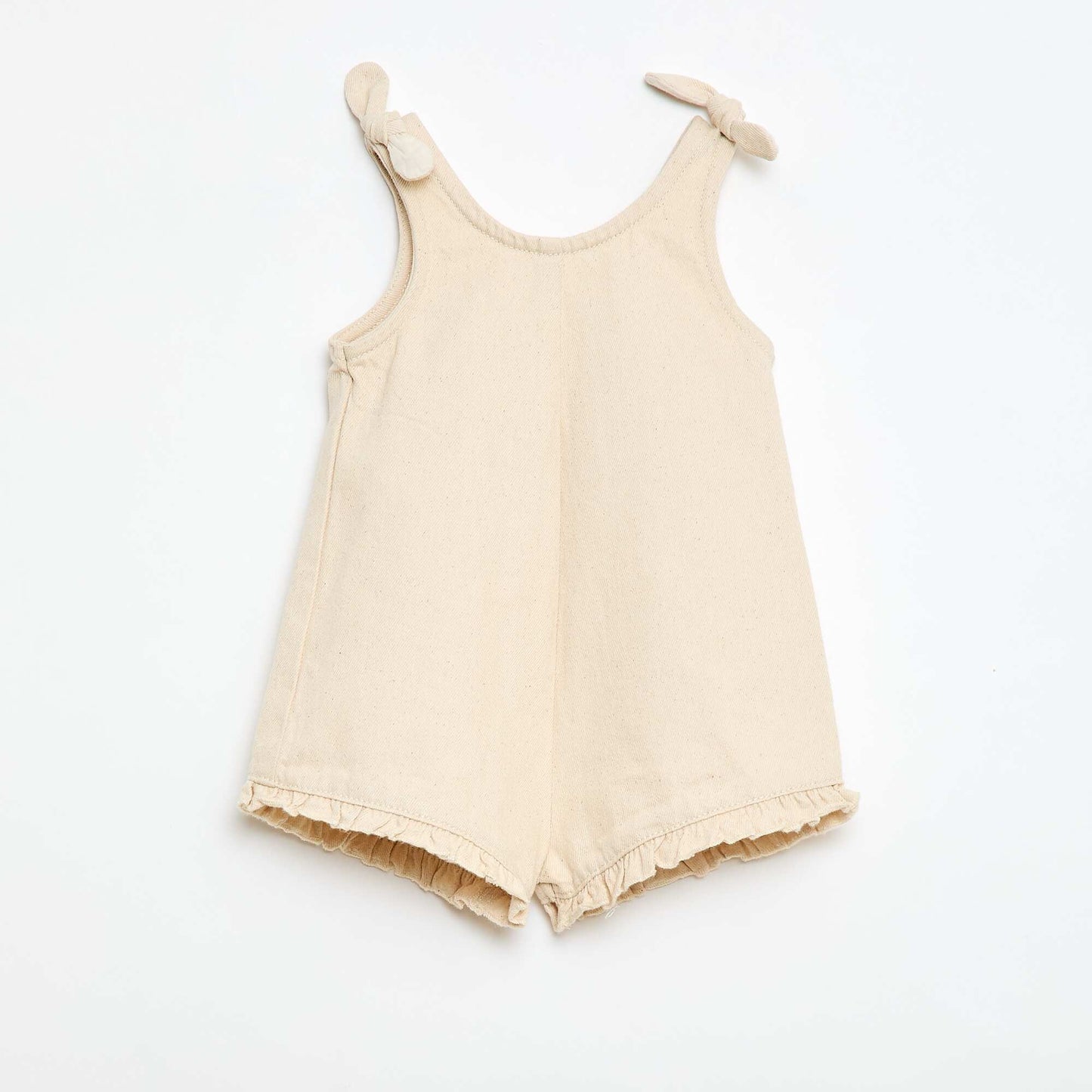 Twill Short Romper with Straps WHITE