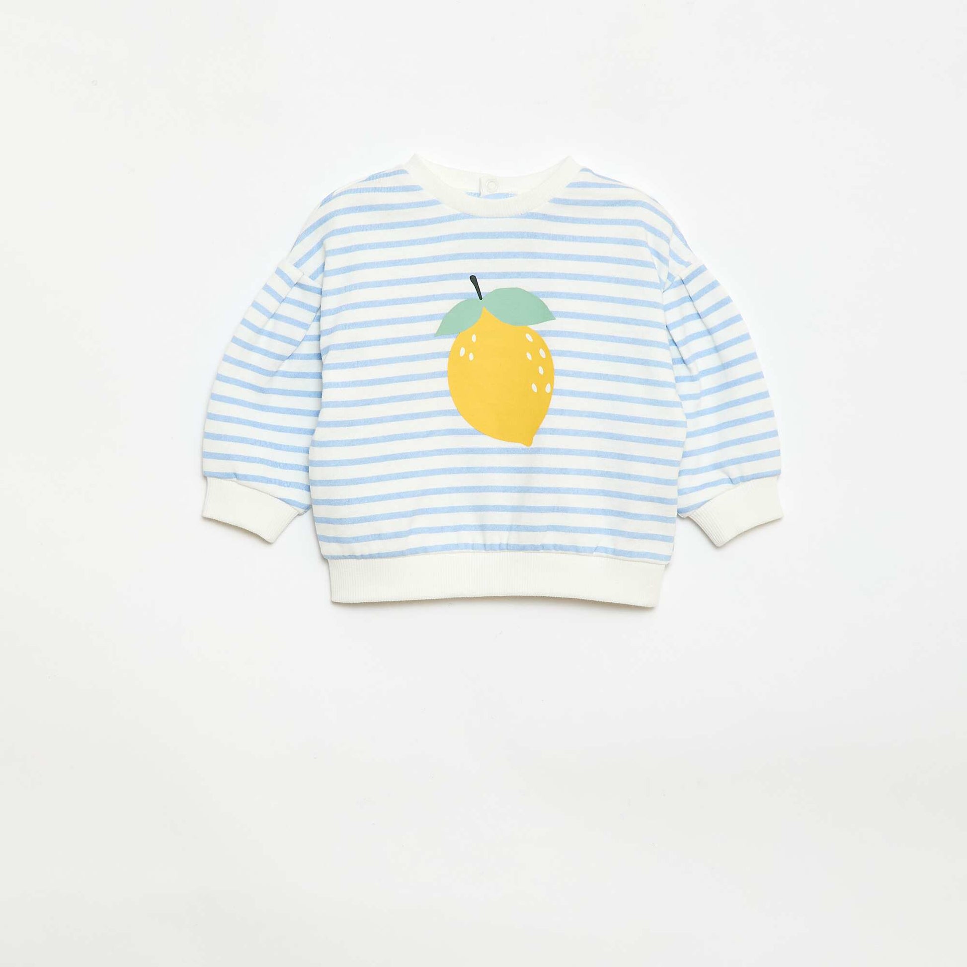 Lightweight French Terry Crew Neck Sweatshirt with Print WHITE