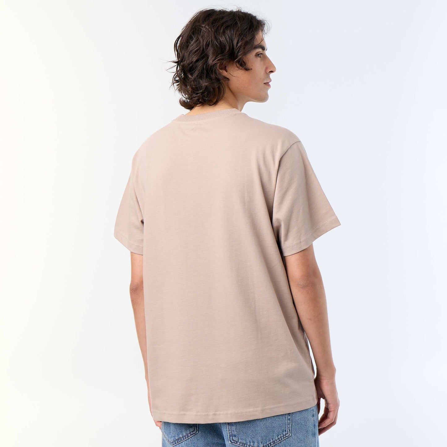 Plain Short-Sleeved Relaxed Fit / Oversized T-Shirt BEIGE
