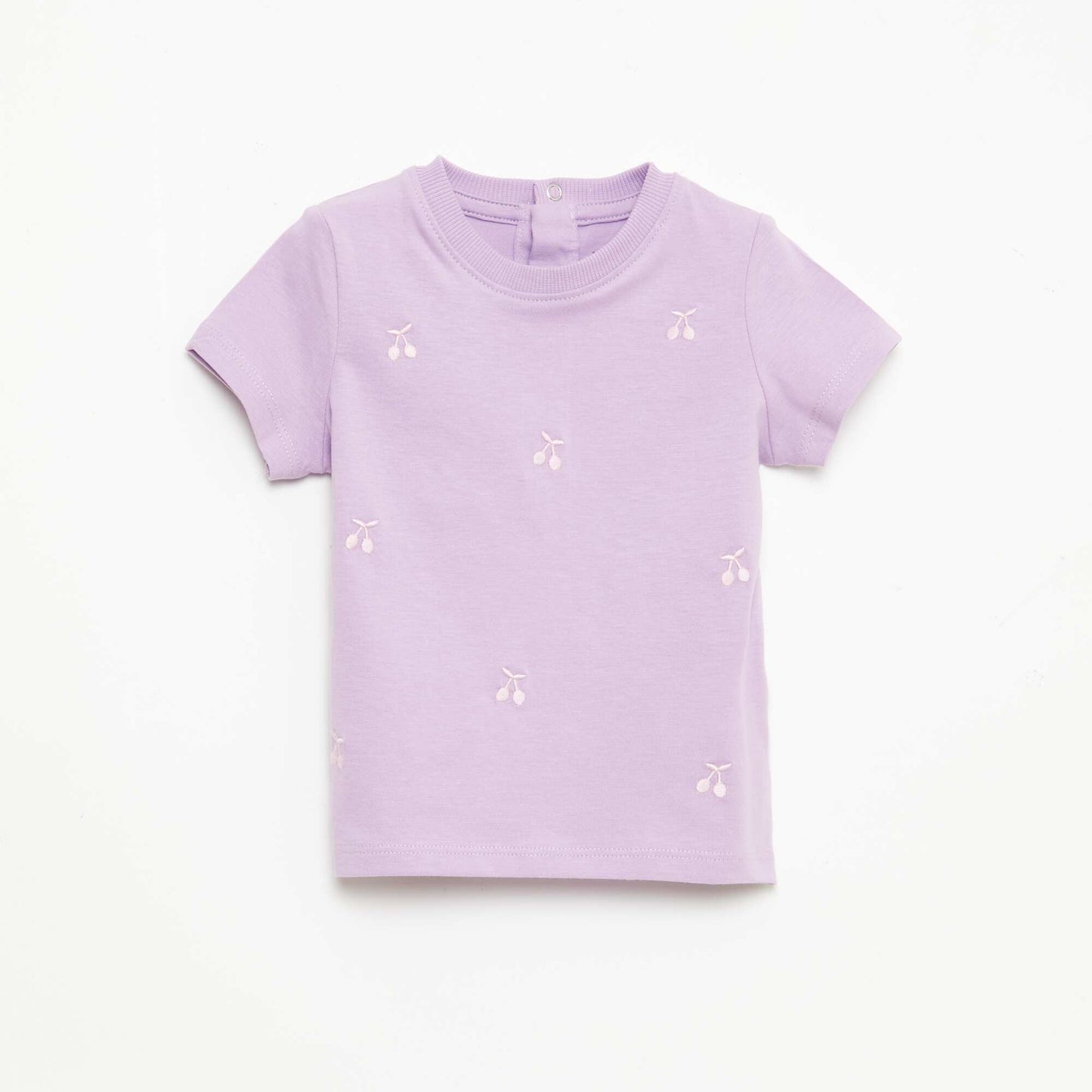 Short-Sleeved T-Shirt with Embroidery PURPLE