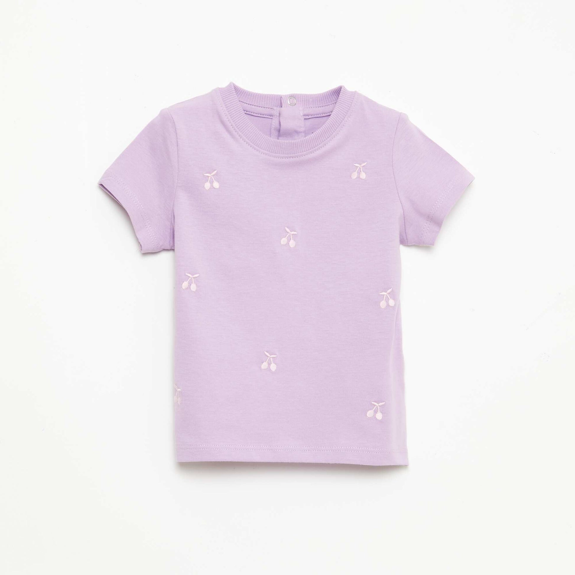 Short-Sleeved T-Shirt with Embroidery PURPLE