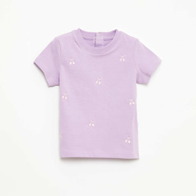 Short-Sleeved T-Shirt with Embroidery PURPLE