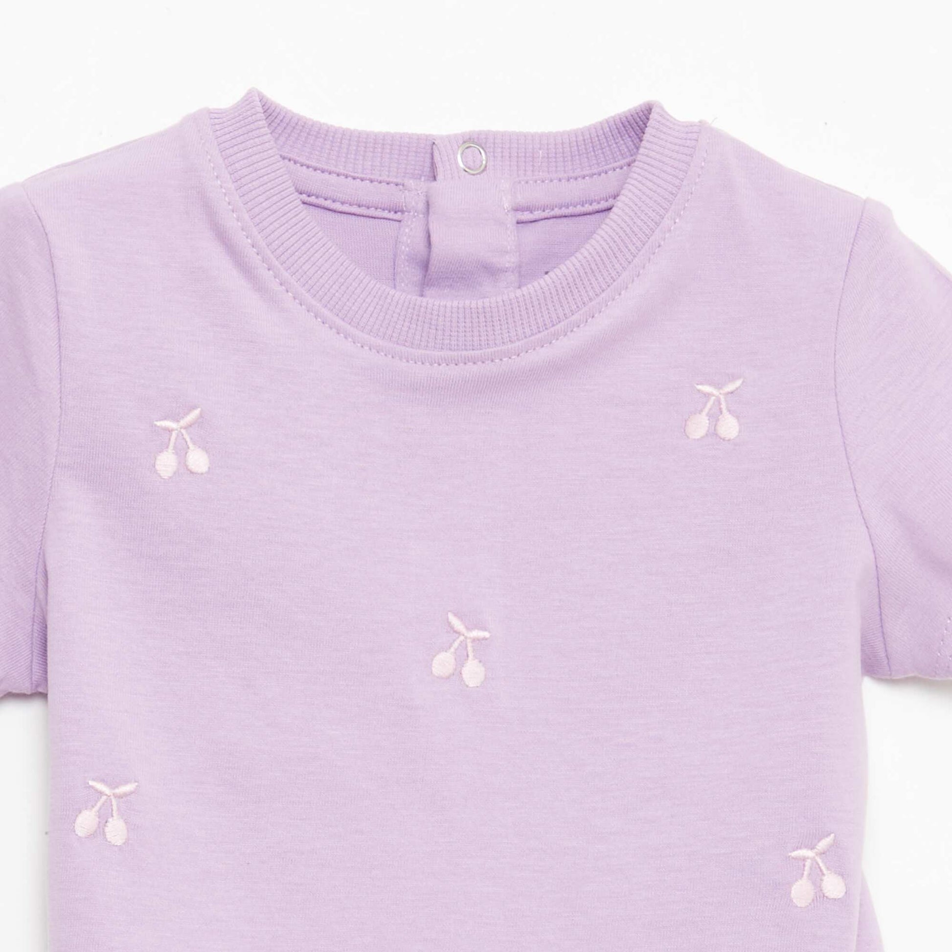 Short-Sleeved T-Shirt with Embroidery PURPLE