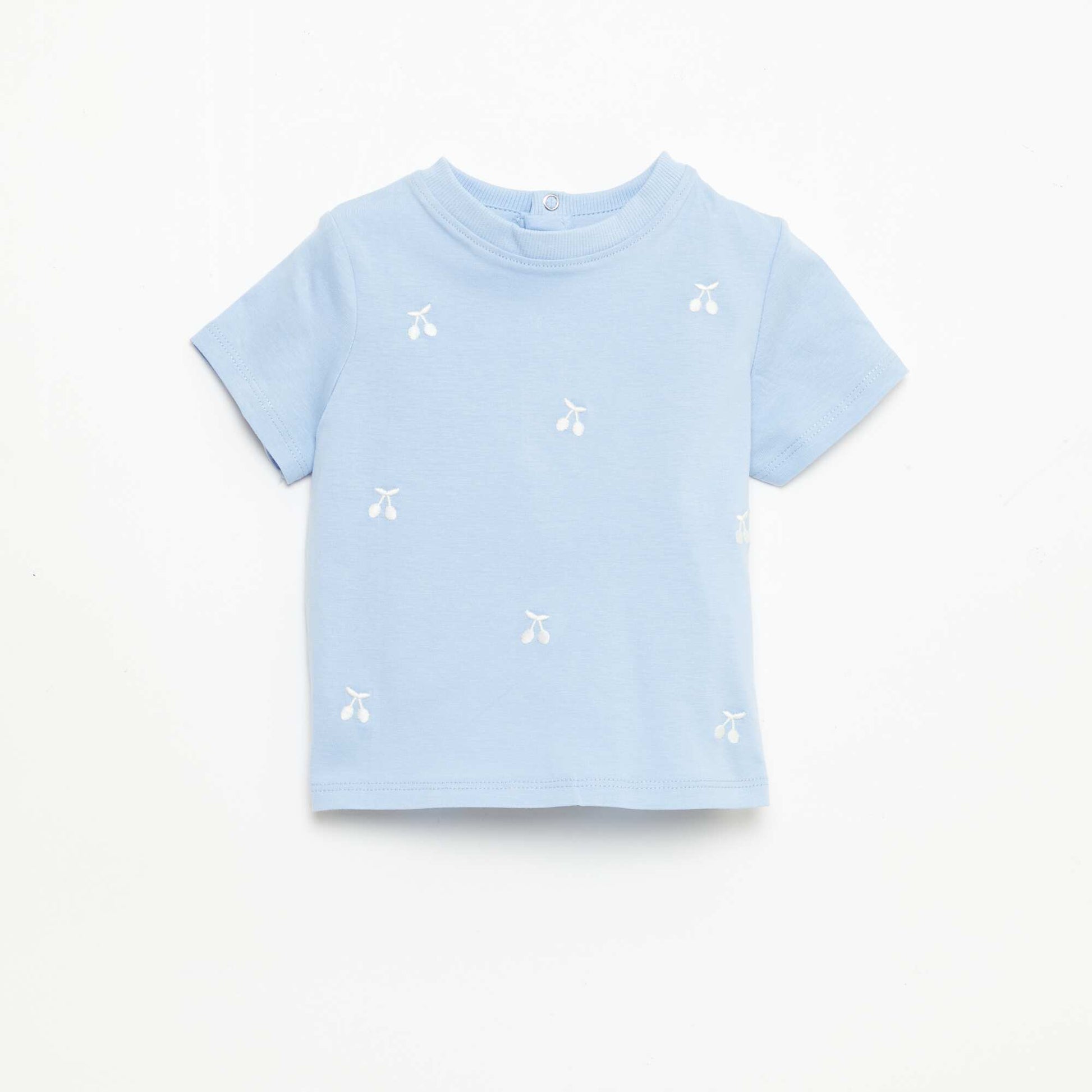 Short-Sleeved T-Shirt with Embroidery BLUE