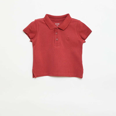 Short-Sleeved Piqué Cotton Polo Shirt BROWN