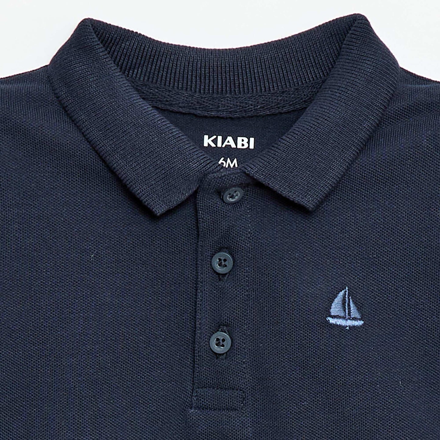 Short-Sleeved Piqué Cotton Polo Shirt BLUE