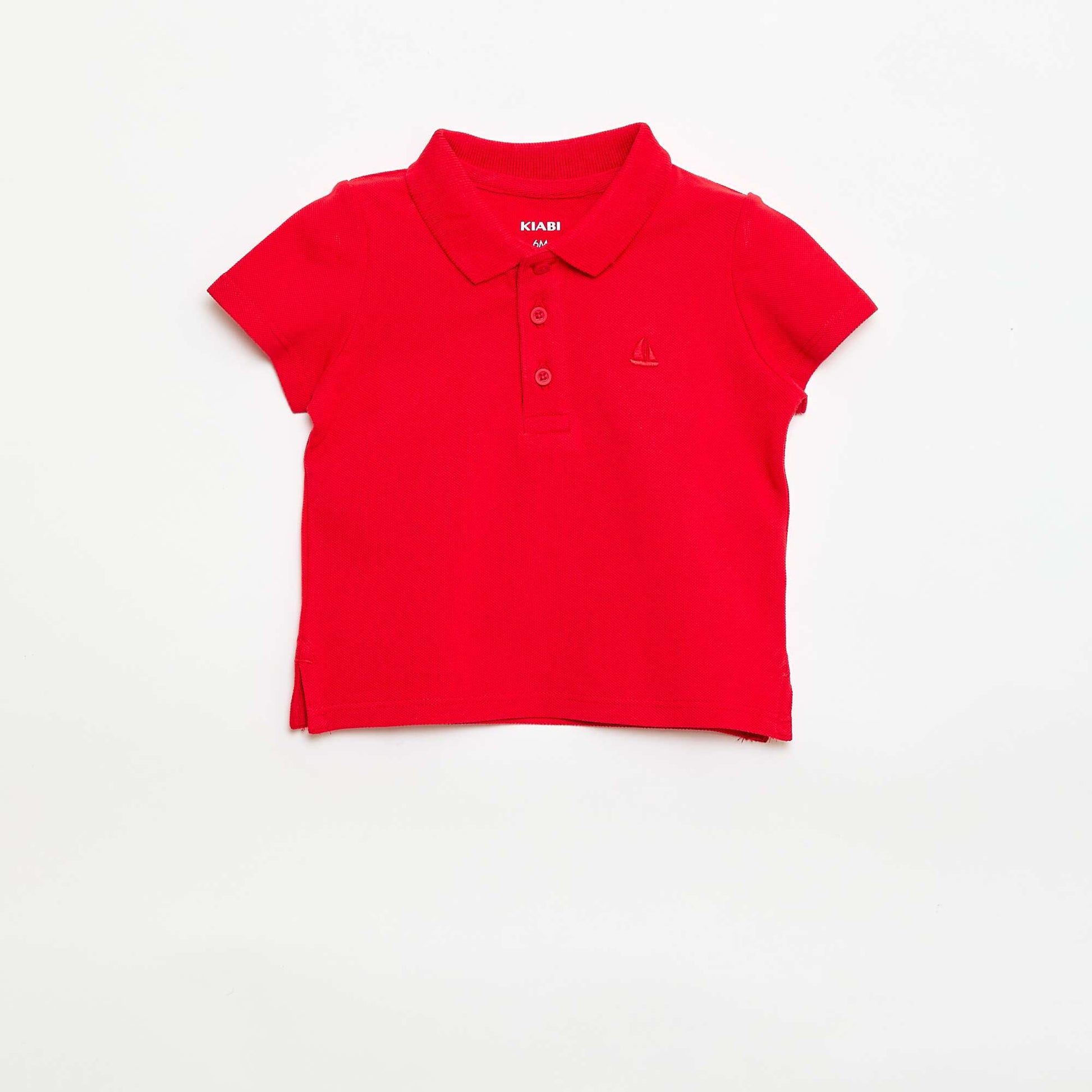 Short-Sleeved Piqué Cotton Polo Shirt RED